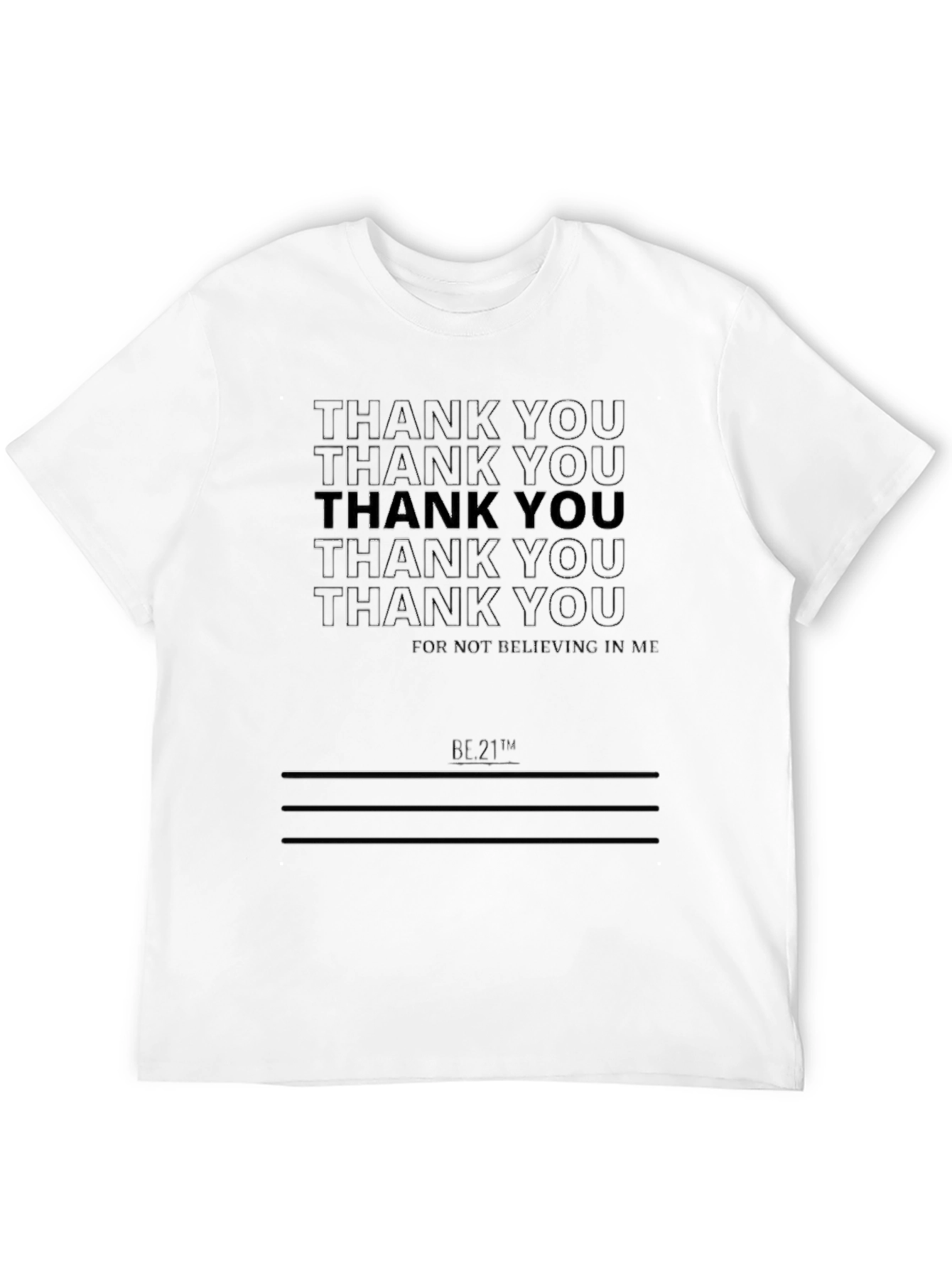 Thank You Graphic Print Black T-Shirt