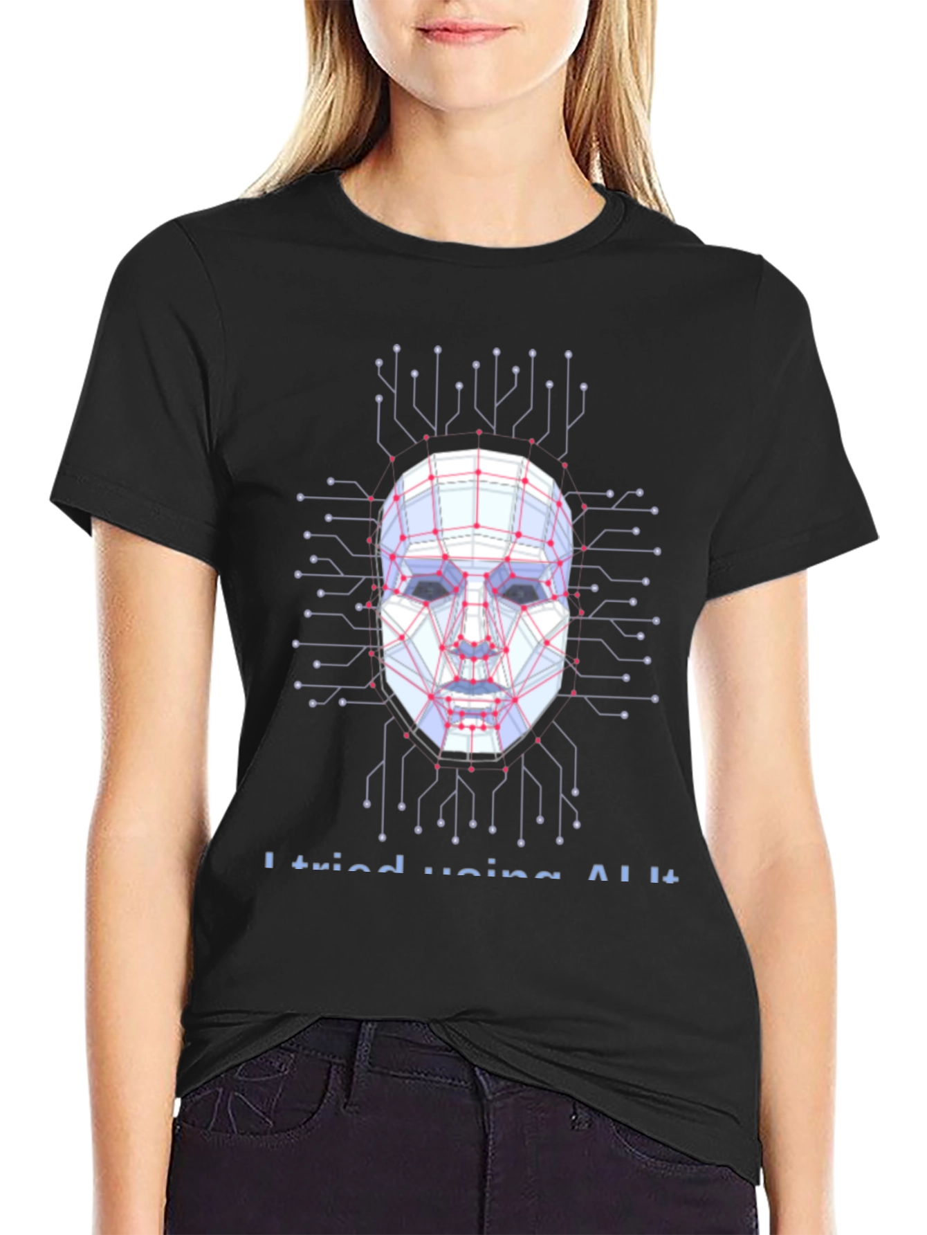 AI Circuit Face Graphic T-Shirt