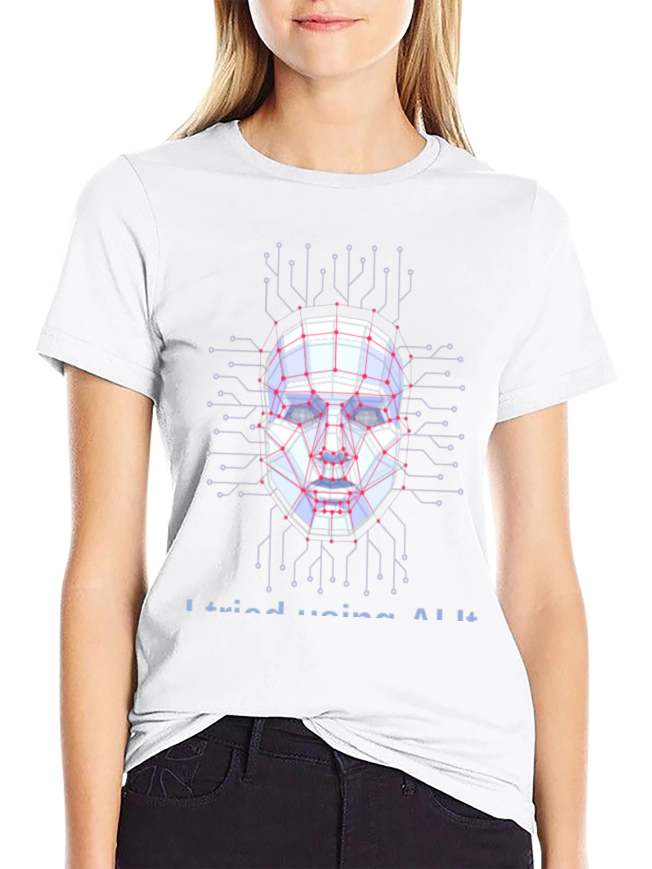 AI Circuit Face Graphic T-Shirt