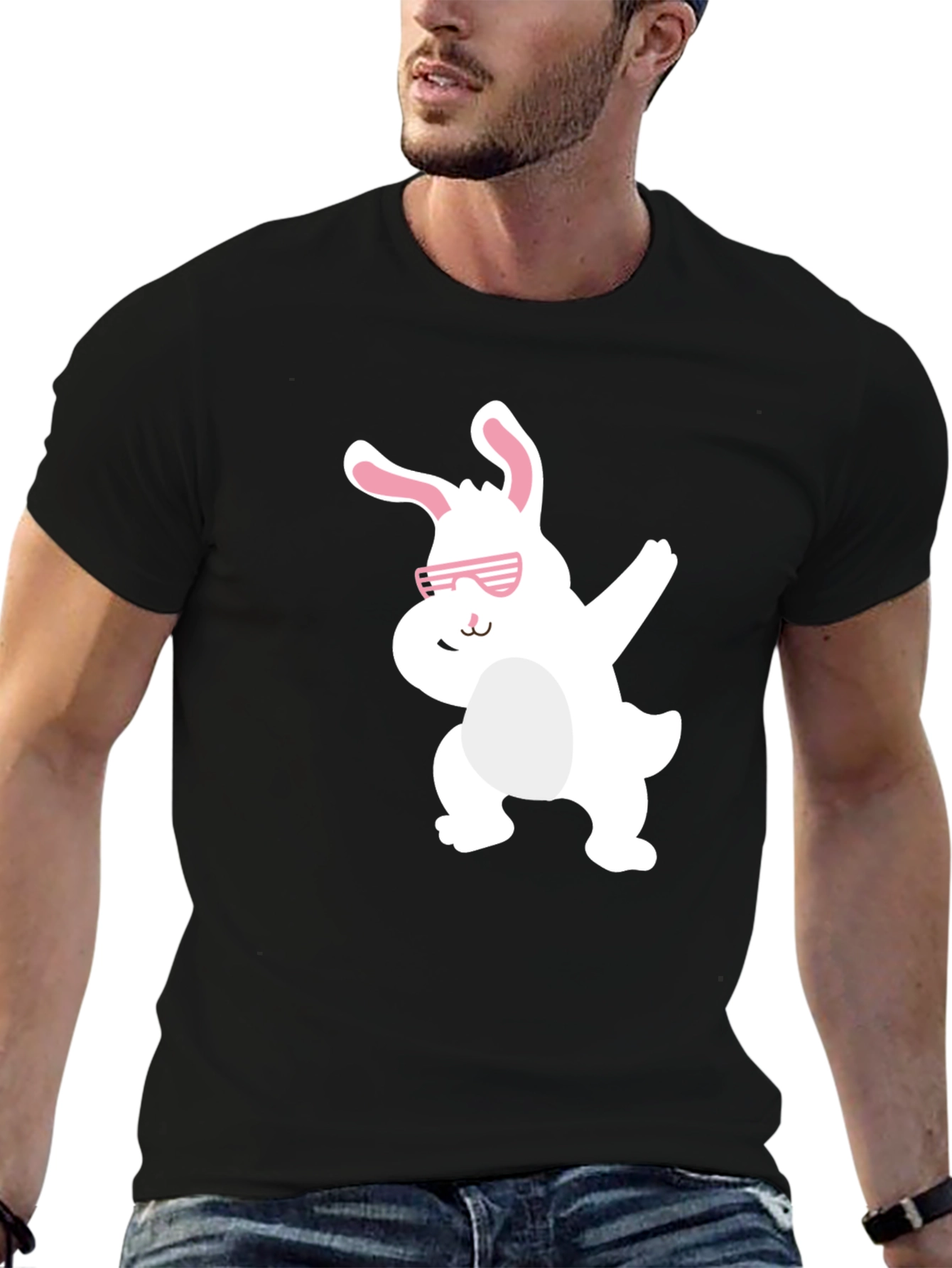 Funny Easter Bunny Dabbing Black T-Shirt
