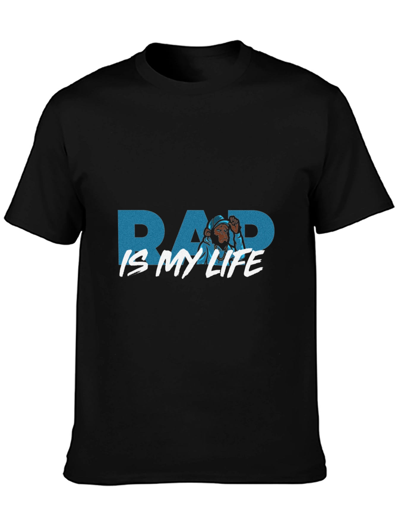 Rap Is My Life Monkey Graphic Black T-Shirt