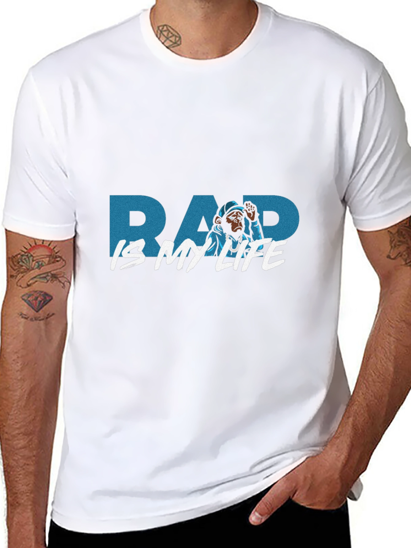Rap Is My Life Monkey Graphic Black T-Shirt