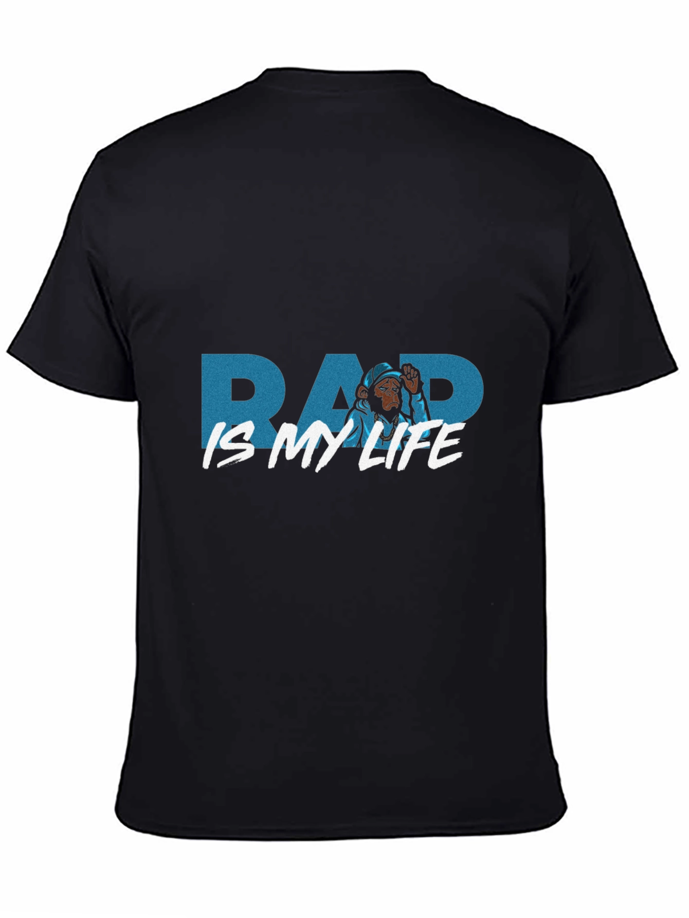 Rap Is My Life Monkey Graphic Black T-Shirt