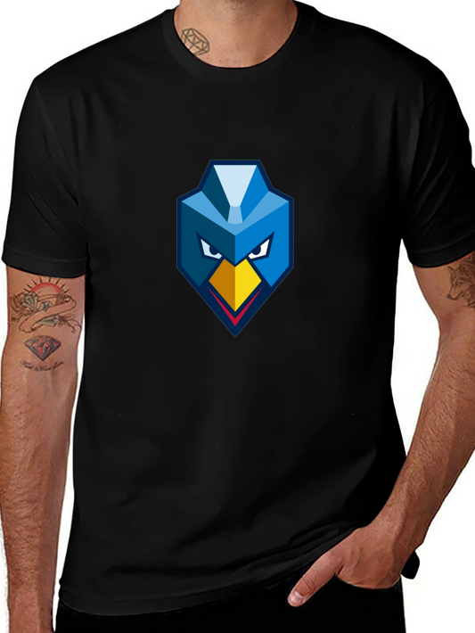 Geometric Falcon Graphic Tee - Soft Black T-Shirt