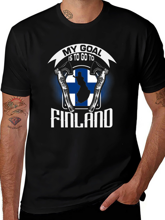 Finland Goal T-Shirt - Axe & Finnish Flag Design