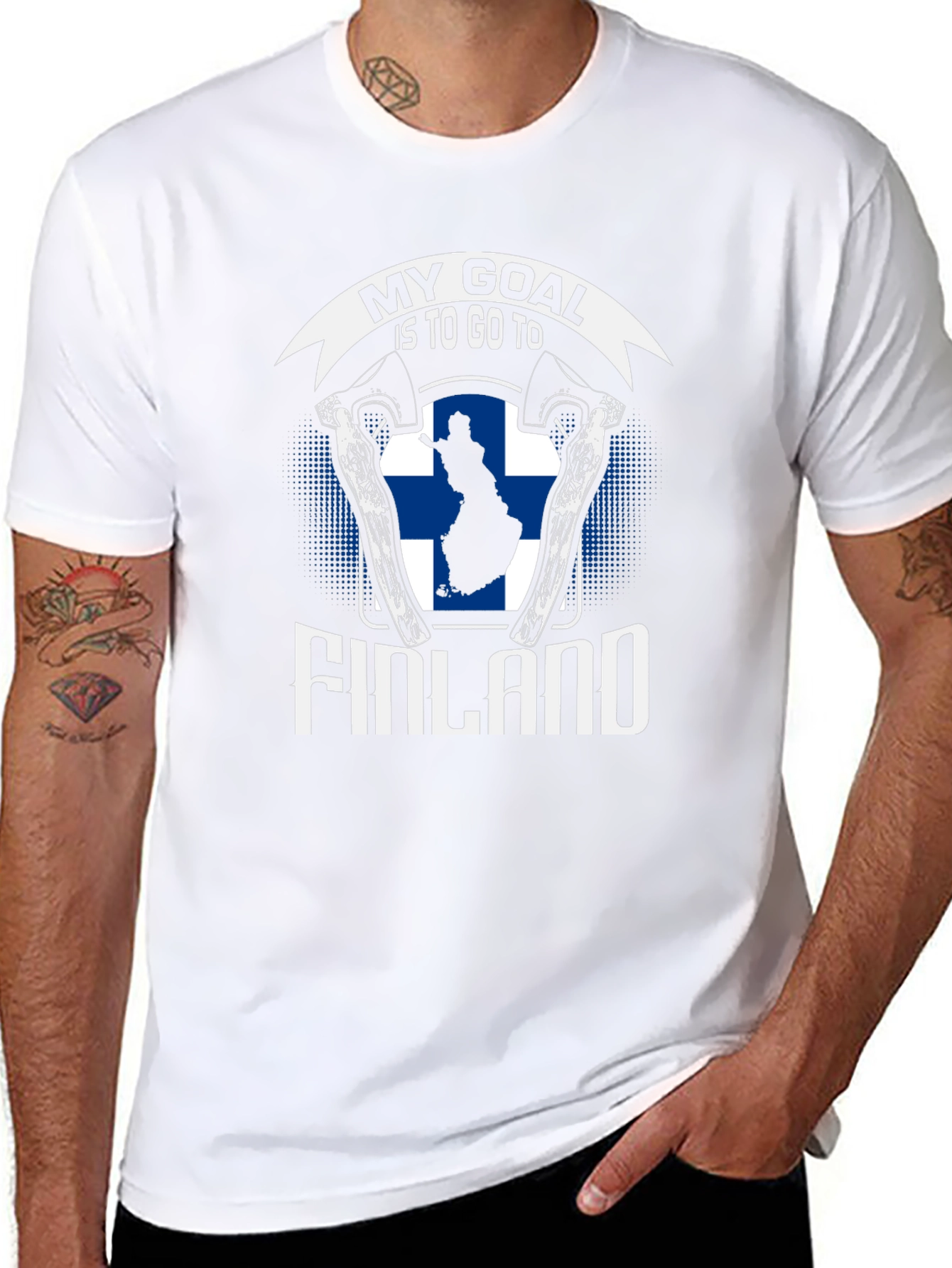 Finland Goal T-Shirt - Axe & Finnish Flag Design