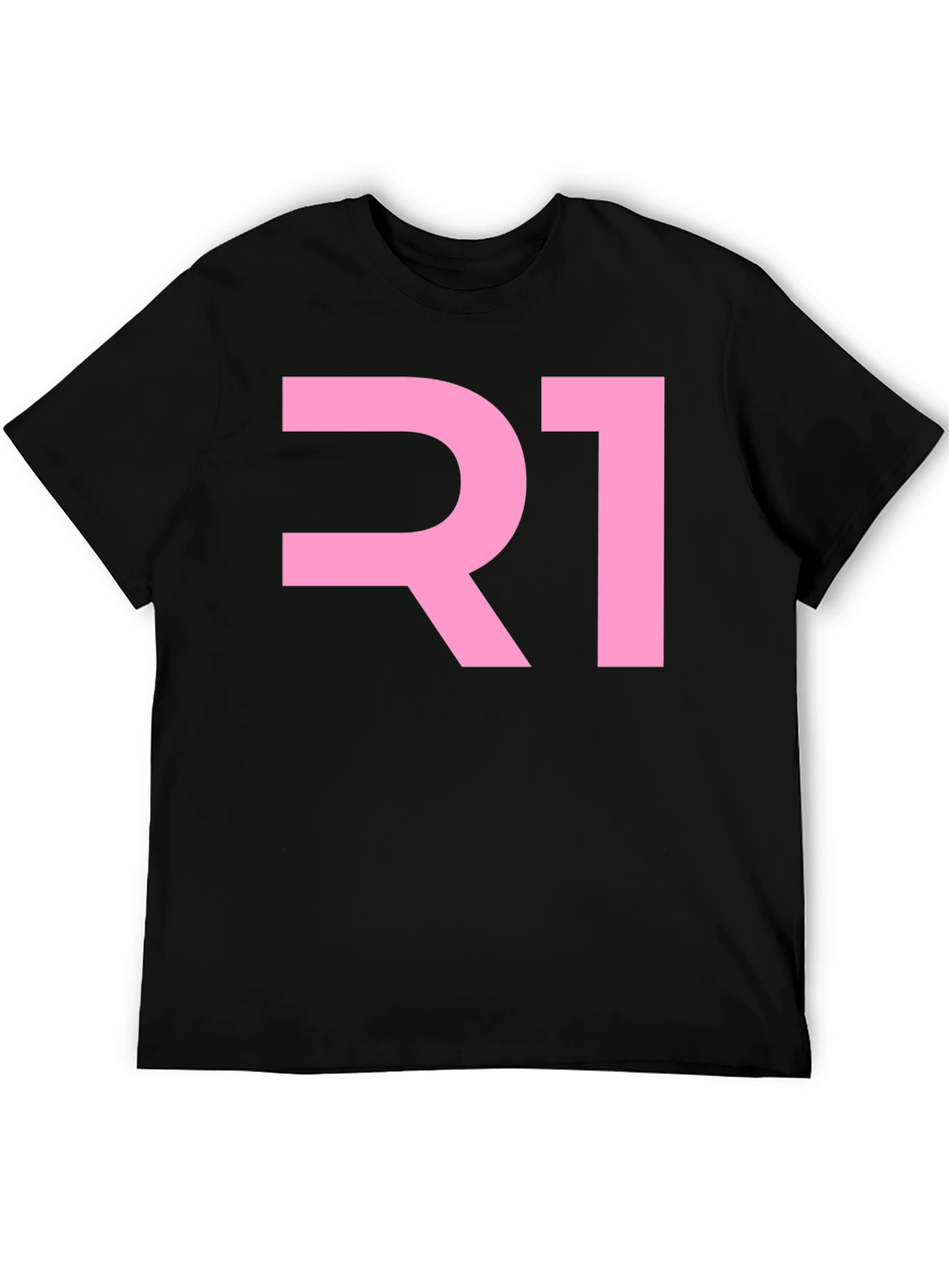 R1 Pink Graphic Tee - Black Cotton Blend T-Shirt