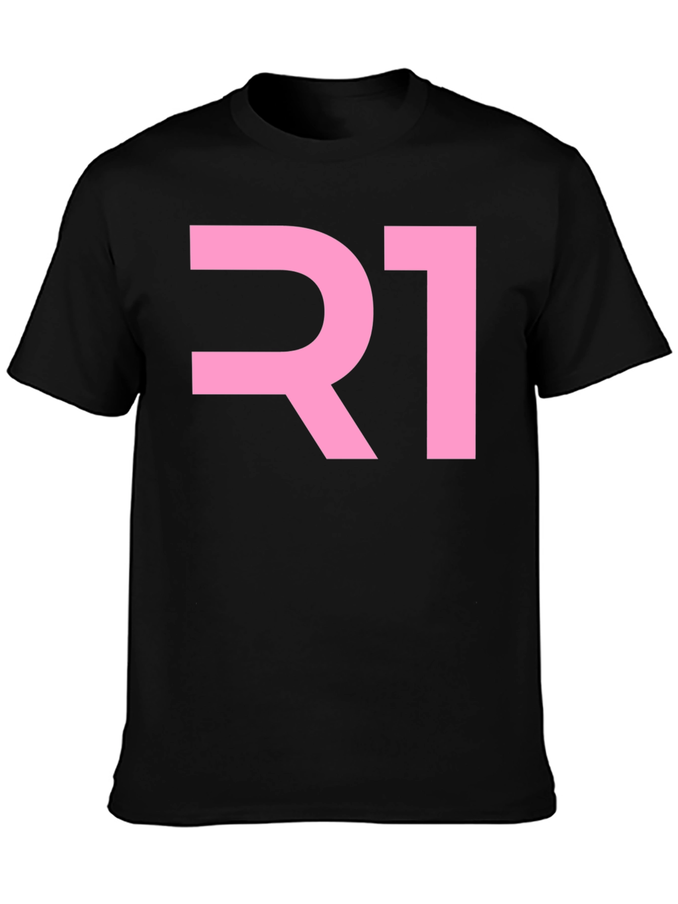 R1 Pink Graphic Tee - Black Cotton Blend T-Shirt