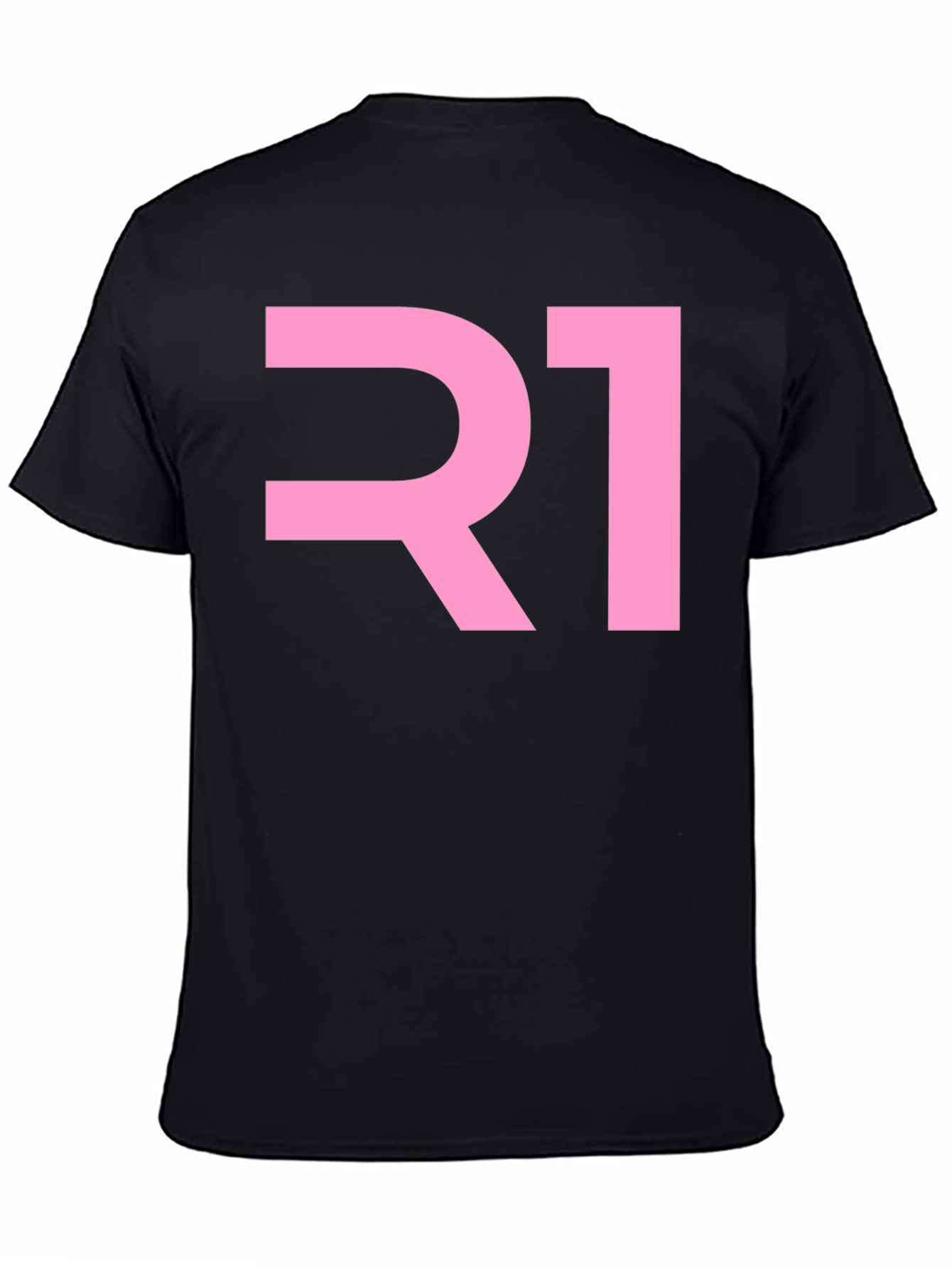 R1 Pink Graphic Tee - Black Cotton Blend T-Shirt