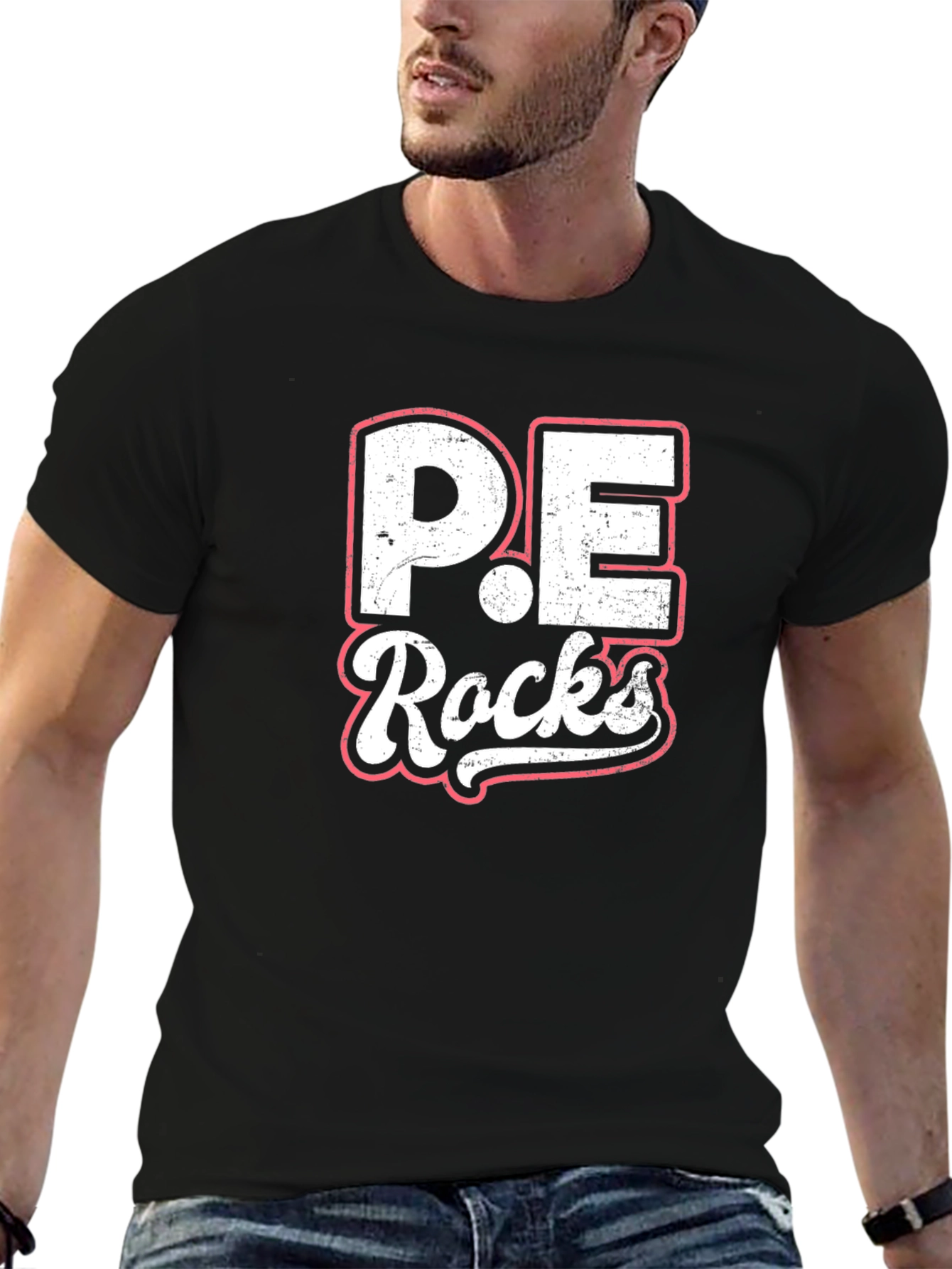 P.E. Rocks Graphic Tee - Black Cotton Casual T-Shirt