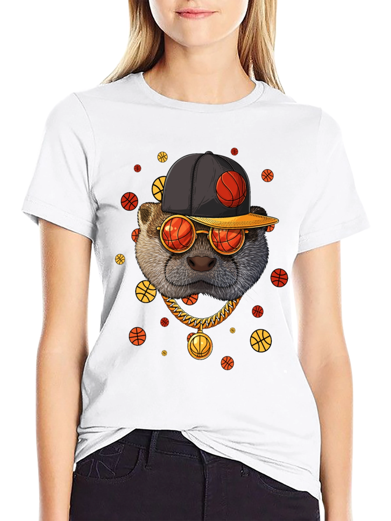 Cool Otter Basketball Graphic T-Shirt