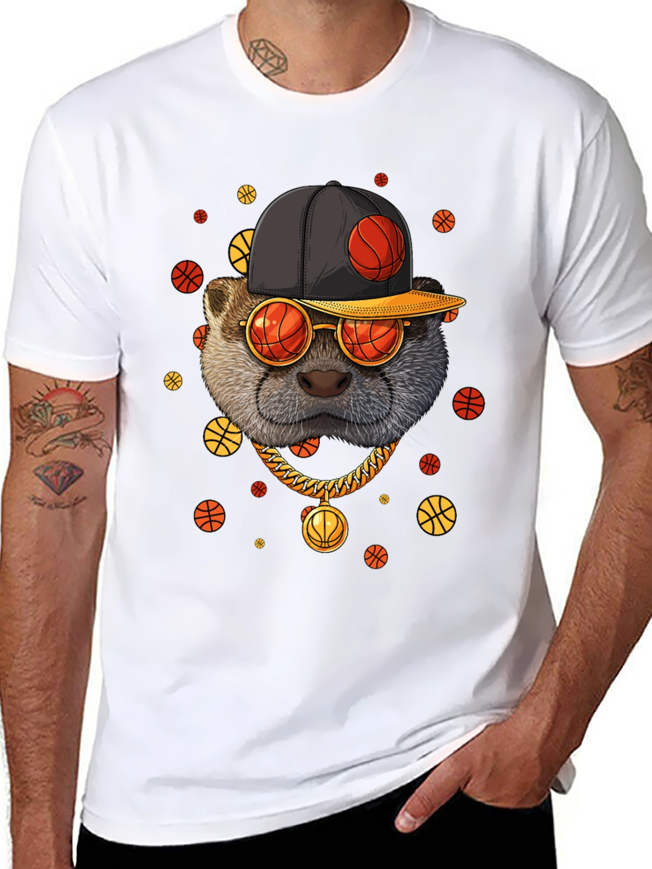 Cool Otter Basketball Graphic T-Shirt