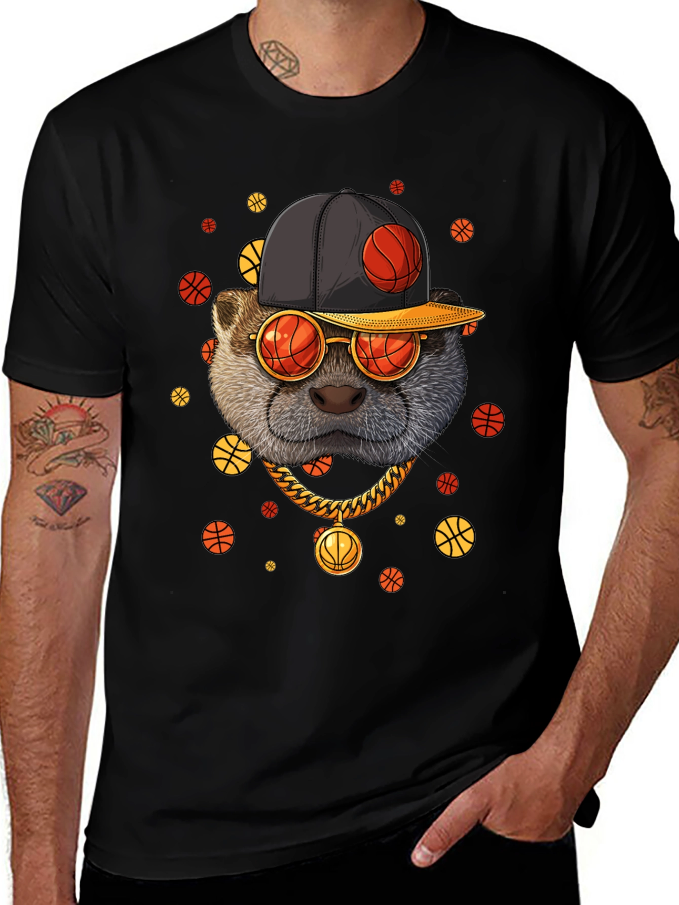 Cool Otter Basketball Graphic T-Shirt
