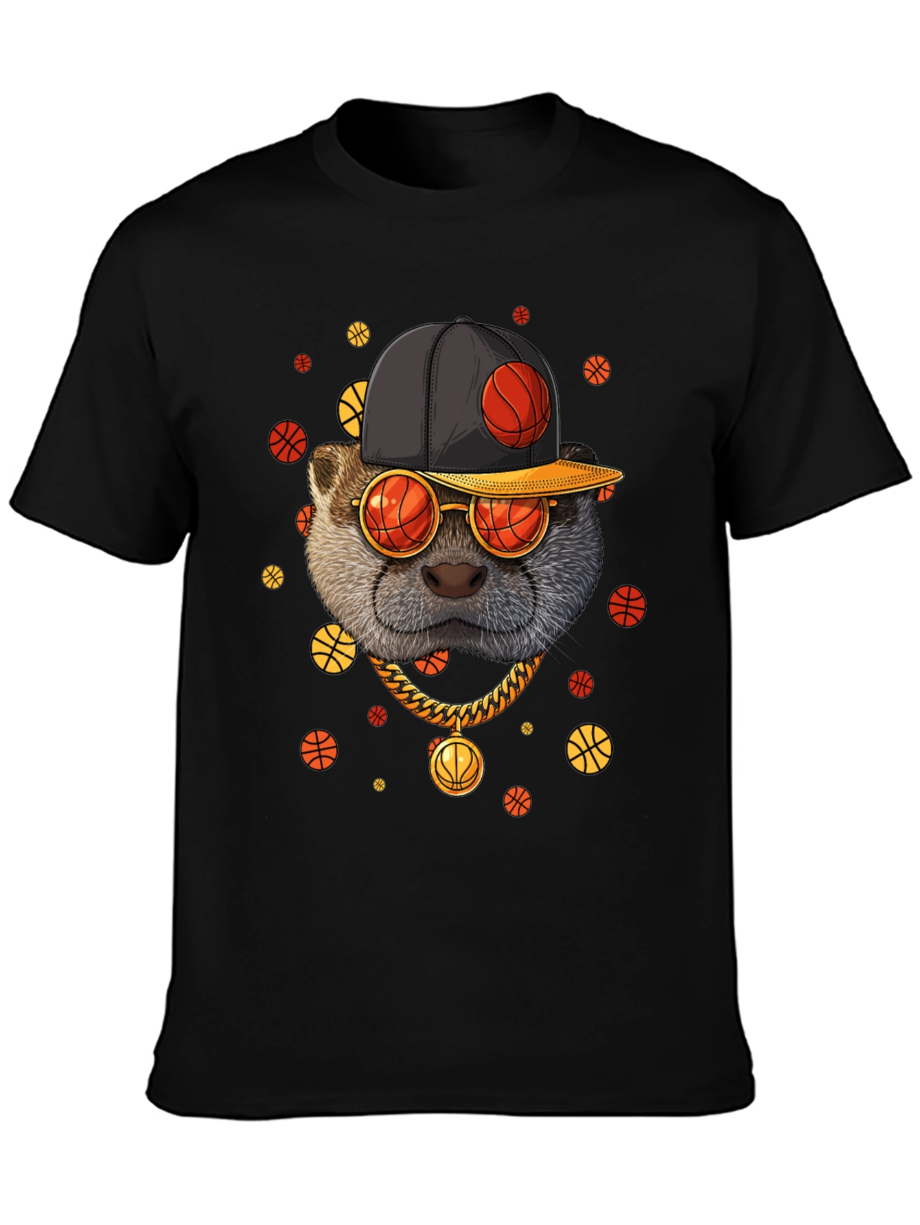 Cool Otter Basketball Graphic T-Shirt