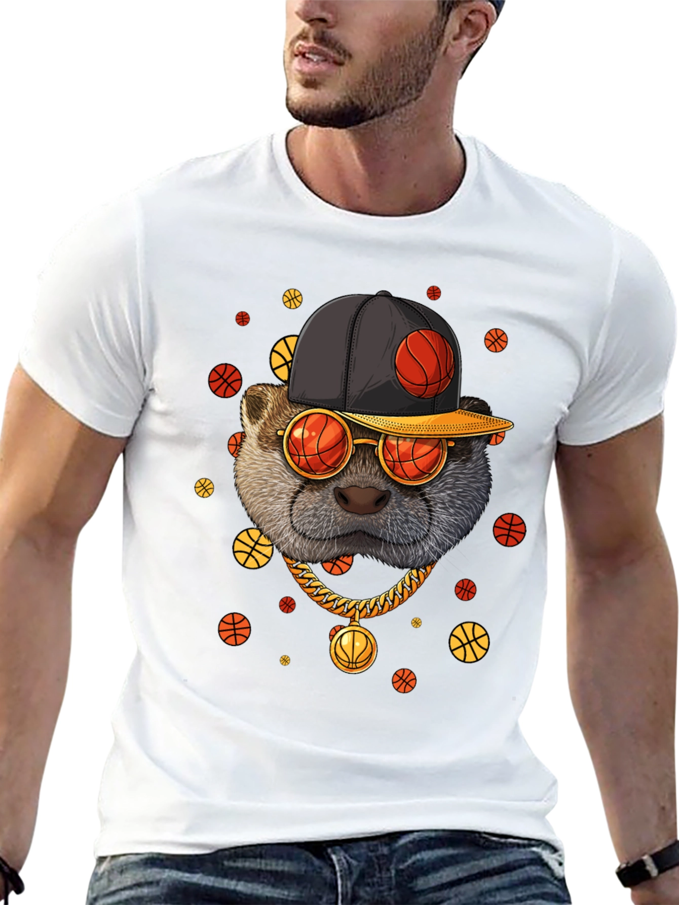 Cool Otter Basketball Graphic T-Shirt