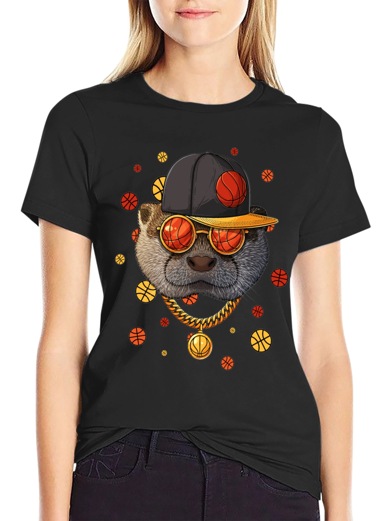 Cool Otter Basketball Graphic T-Shirt