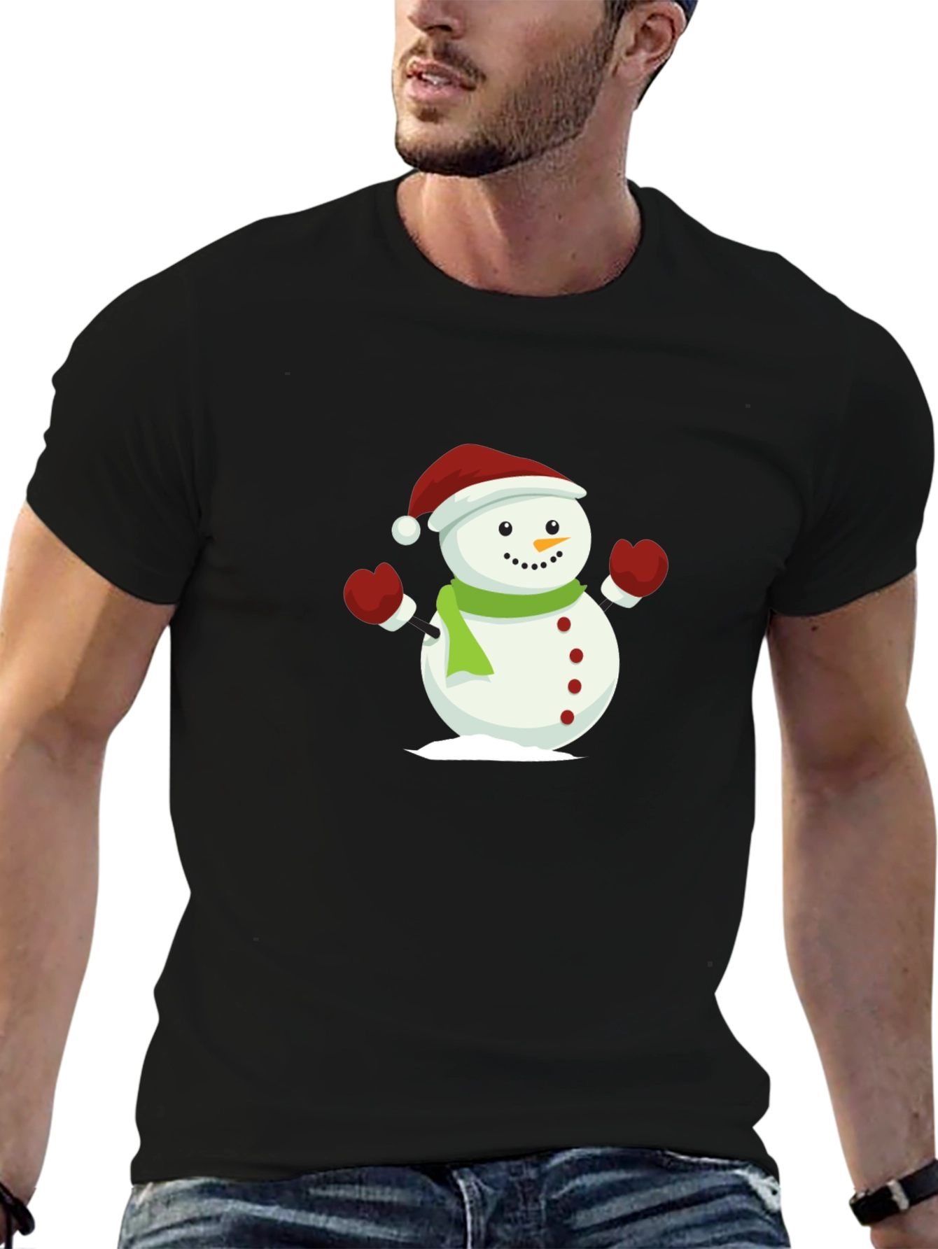 Festive Snowman Graphic Tee - Holiday Cheer