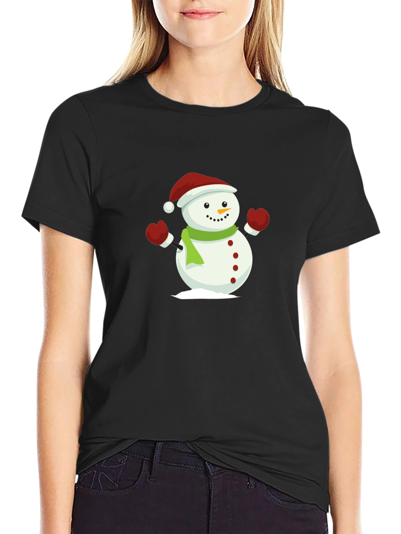 Festive Snowman Graphic Tee - Holiday Cheer