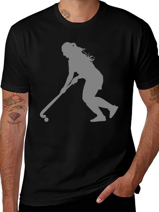 Hockey Player Silhouette Black T-Shirt