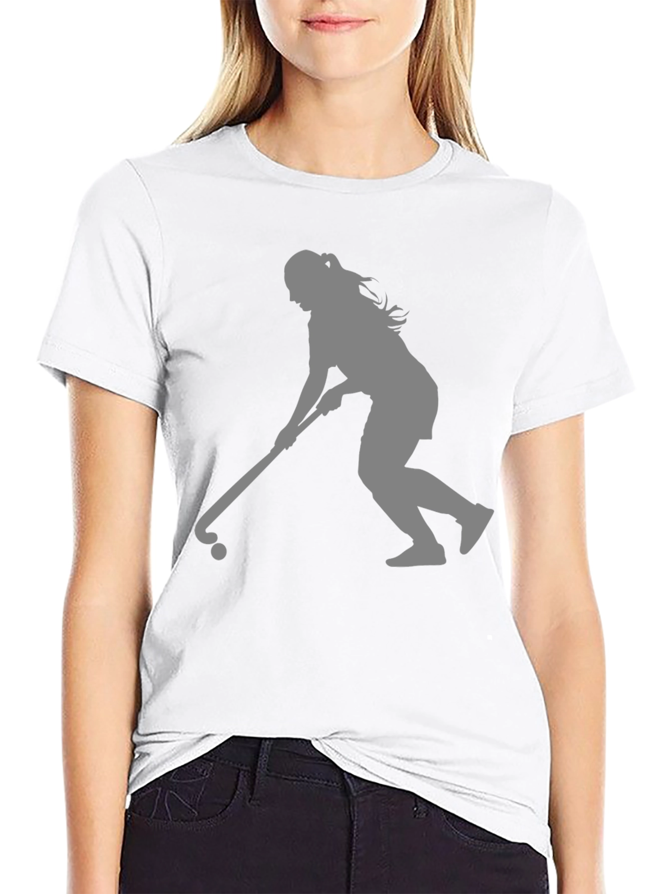 Hockey Player Silhouette Black T-Shirt