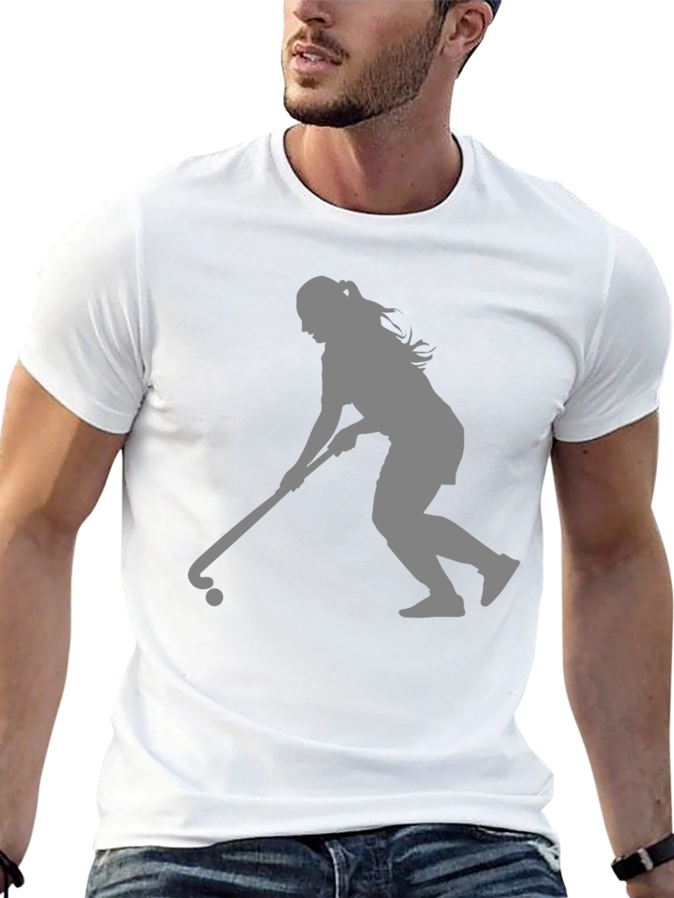 Hockey Player Silhouette Black T-Shirt