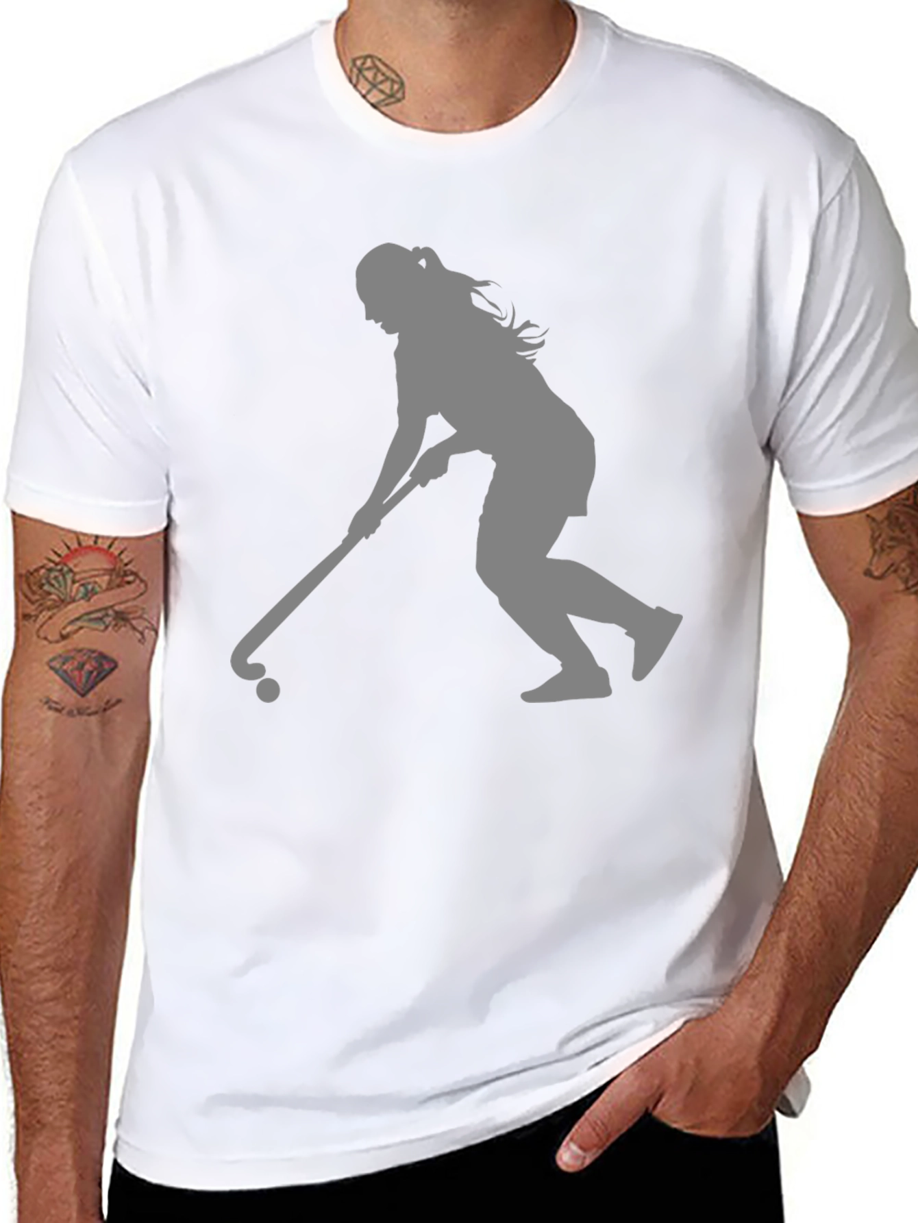 Hockey Player Silhouette Black T-Shirt
