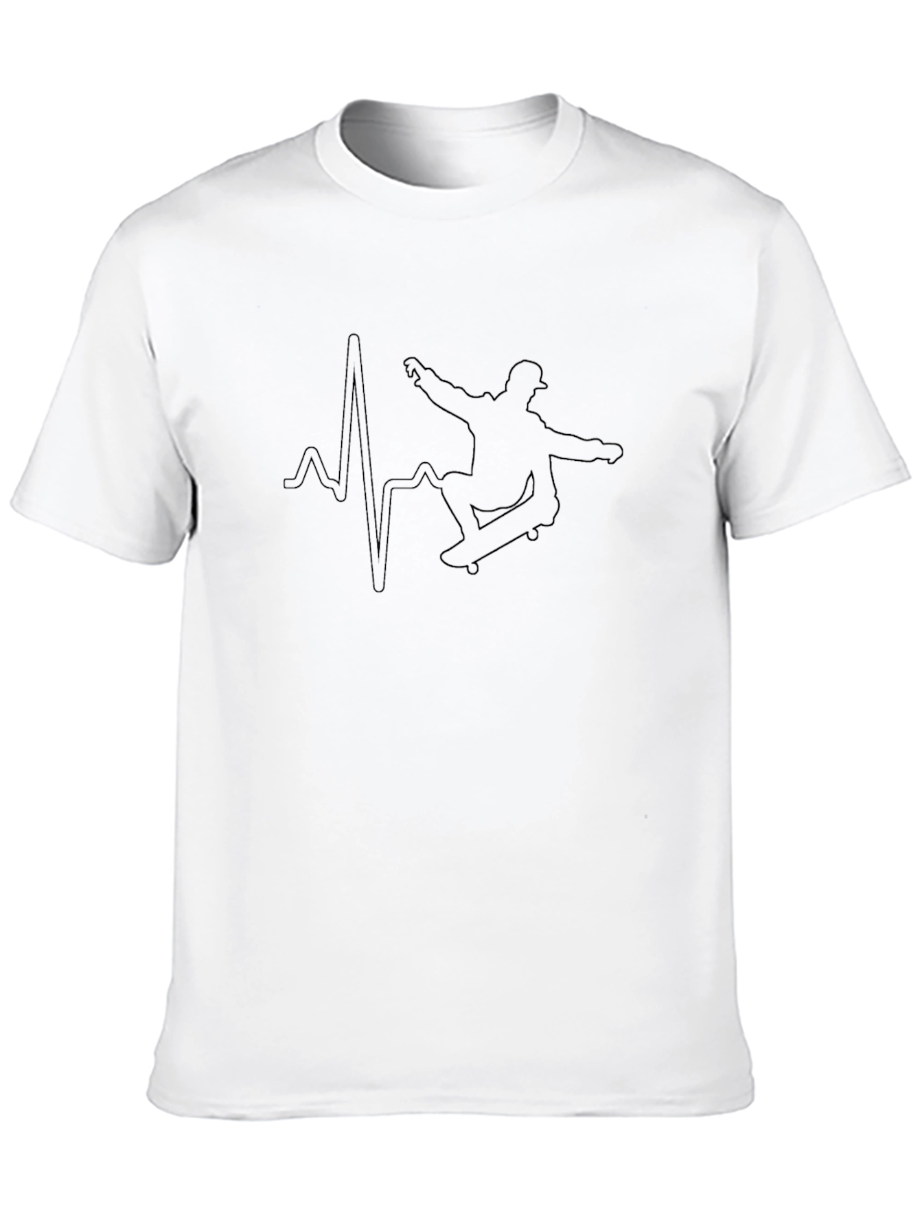 Skateboarding Heartbeat Graphic Tee - Black