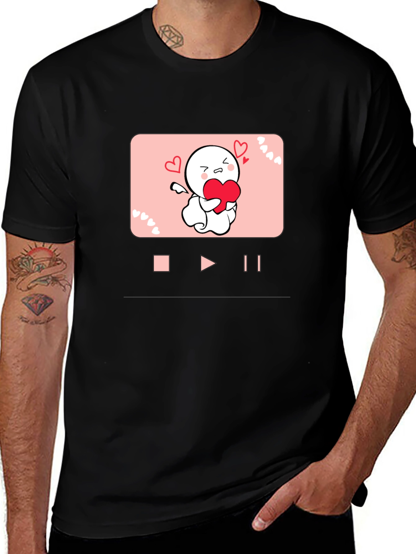 Heart Angel Graphic Black T-Shirt