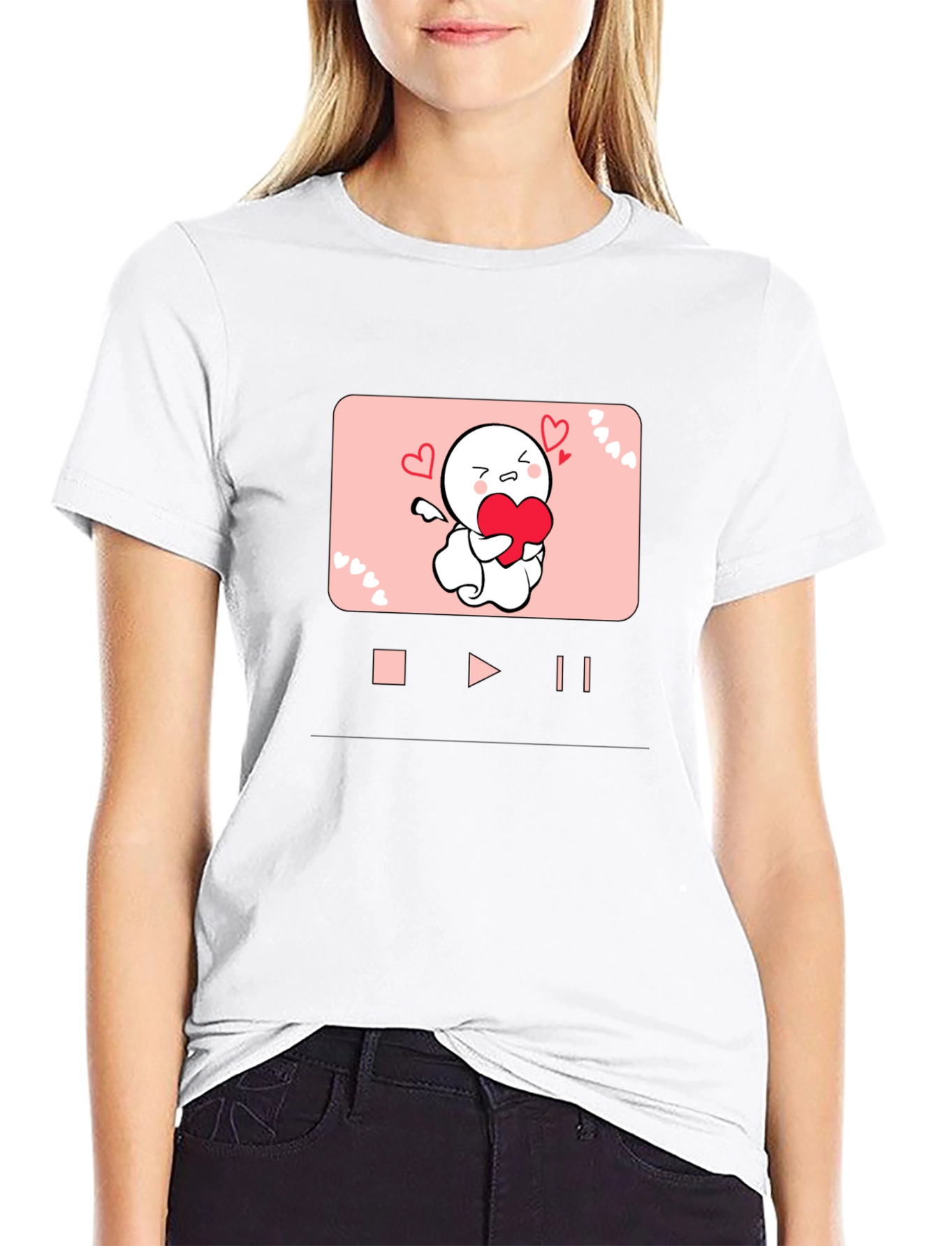 Heart Angel Graphic Black T-Shirt
