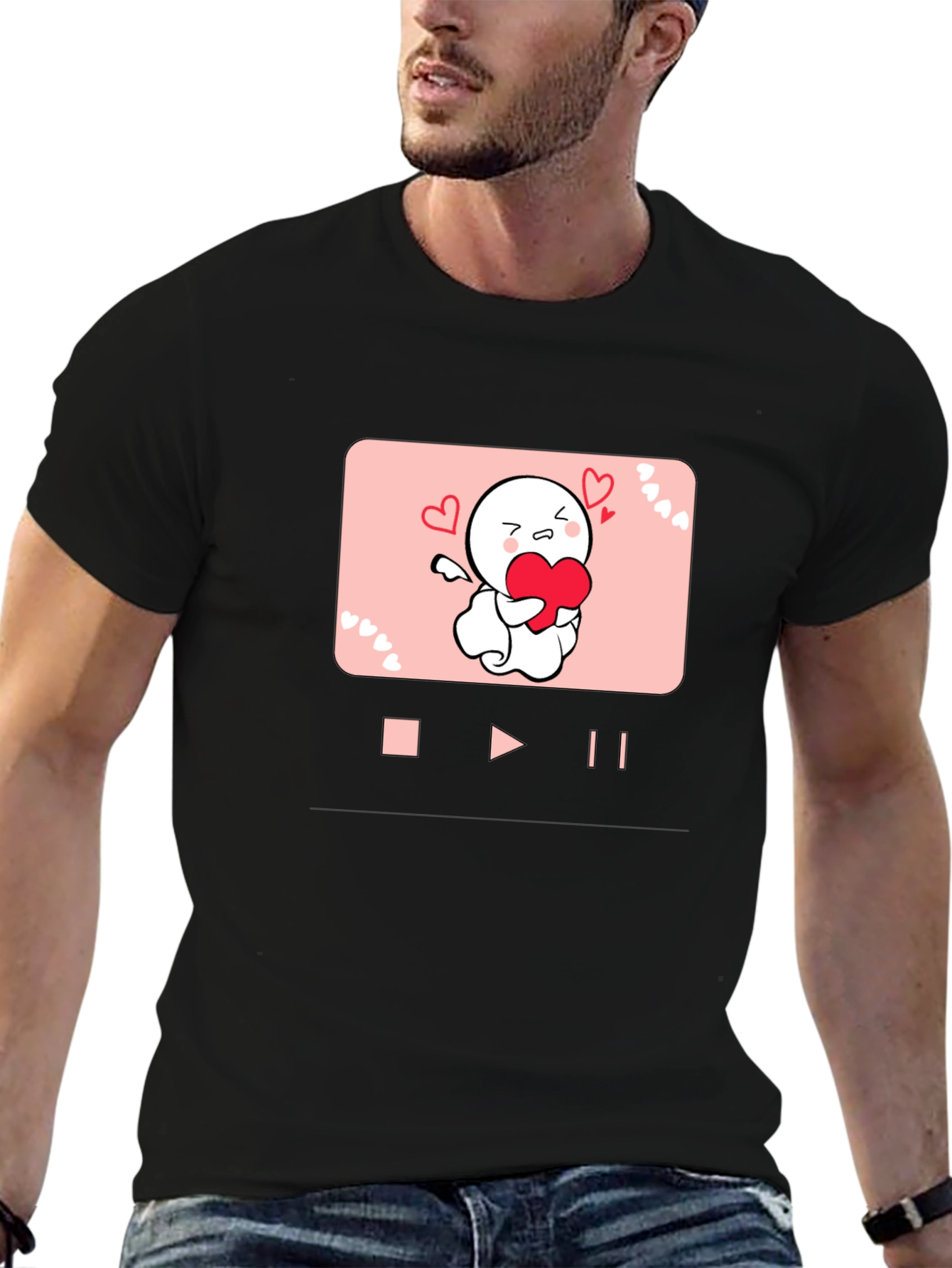 Heart Angel Graphic Black T-Shirt
