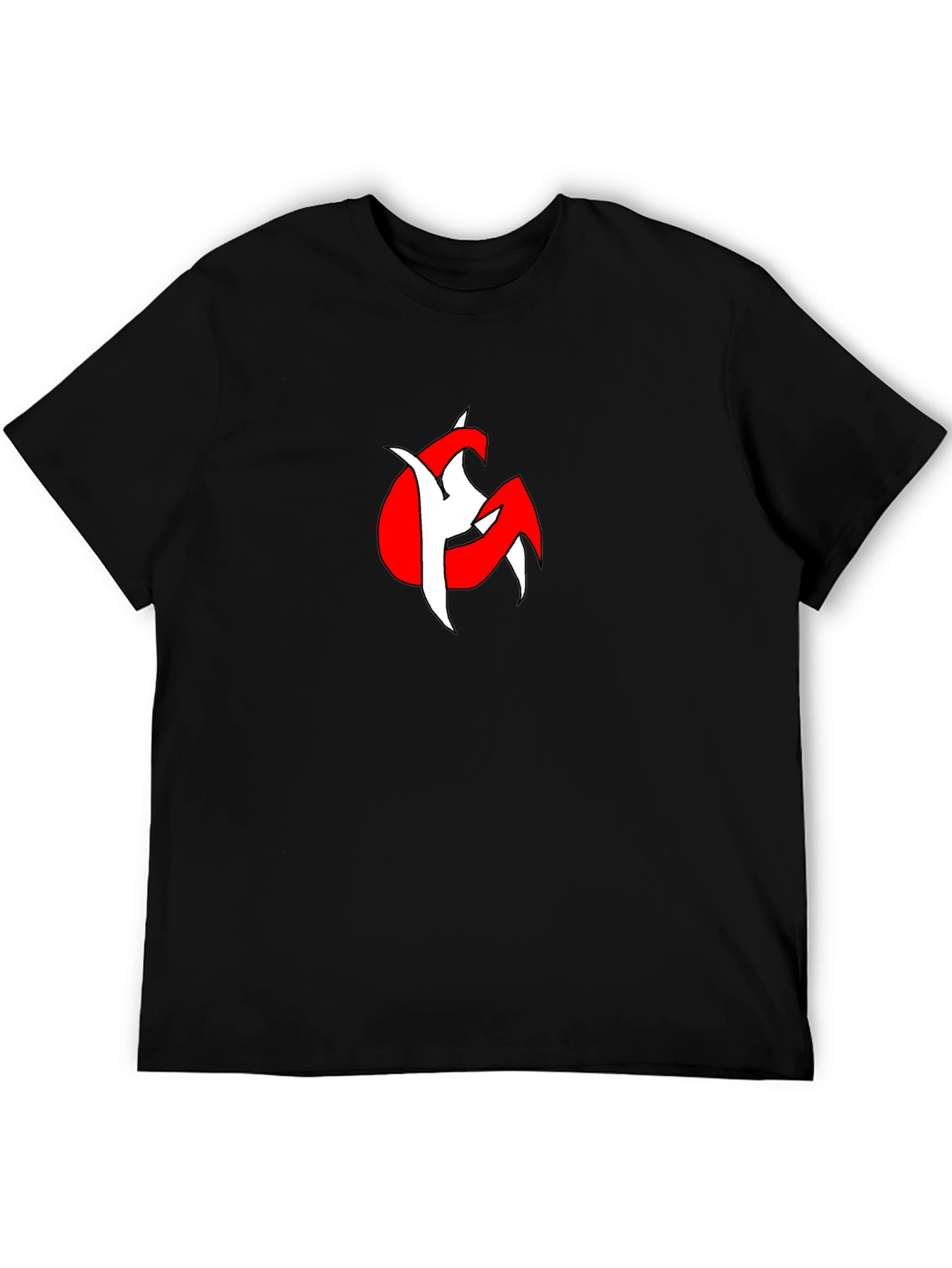 Bold Graphic Tee: Red & White Design on Black