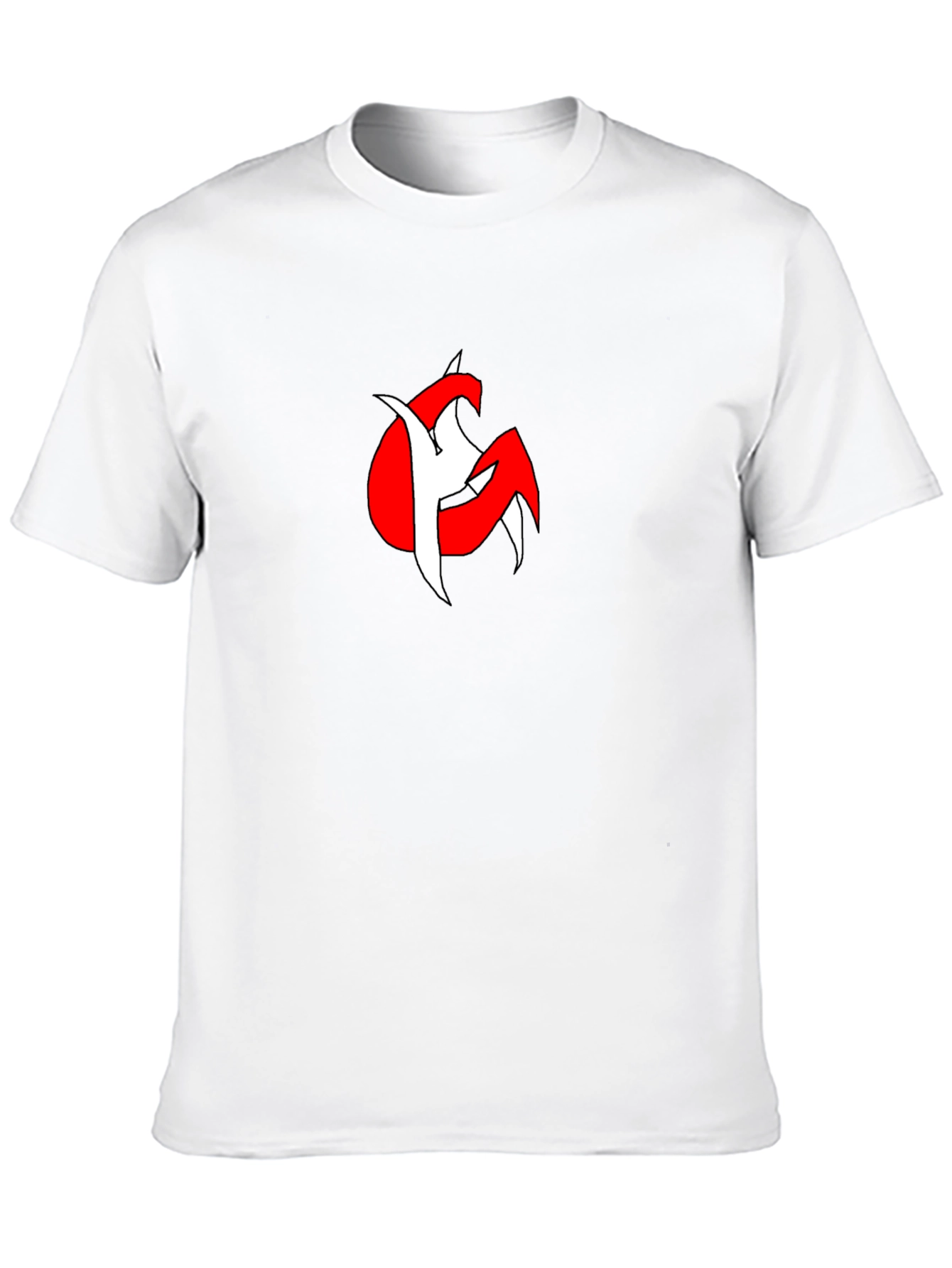 Bold Graphic Tee: Red & White Design on Black