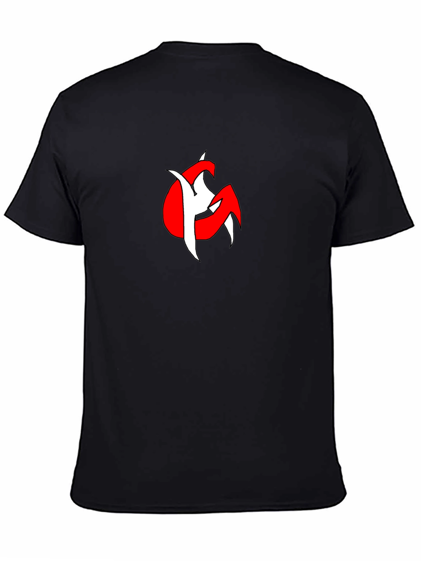 Bold Graphic Tee: Red & White Design on Black
