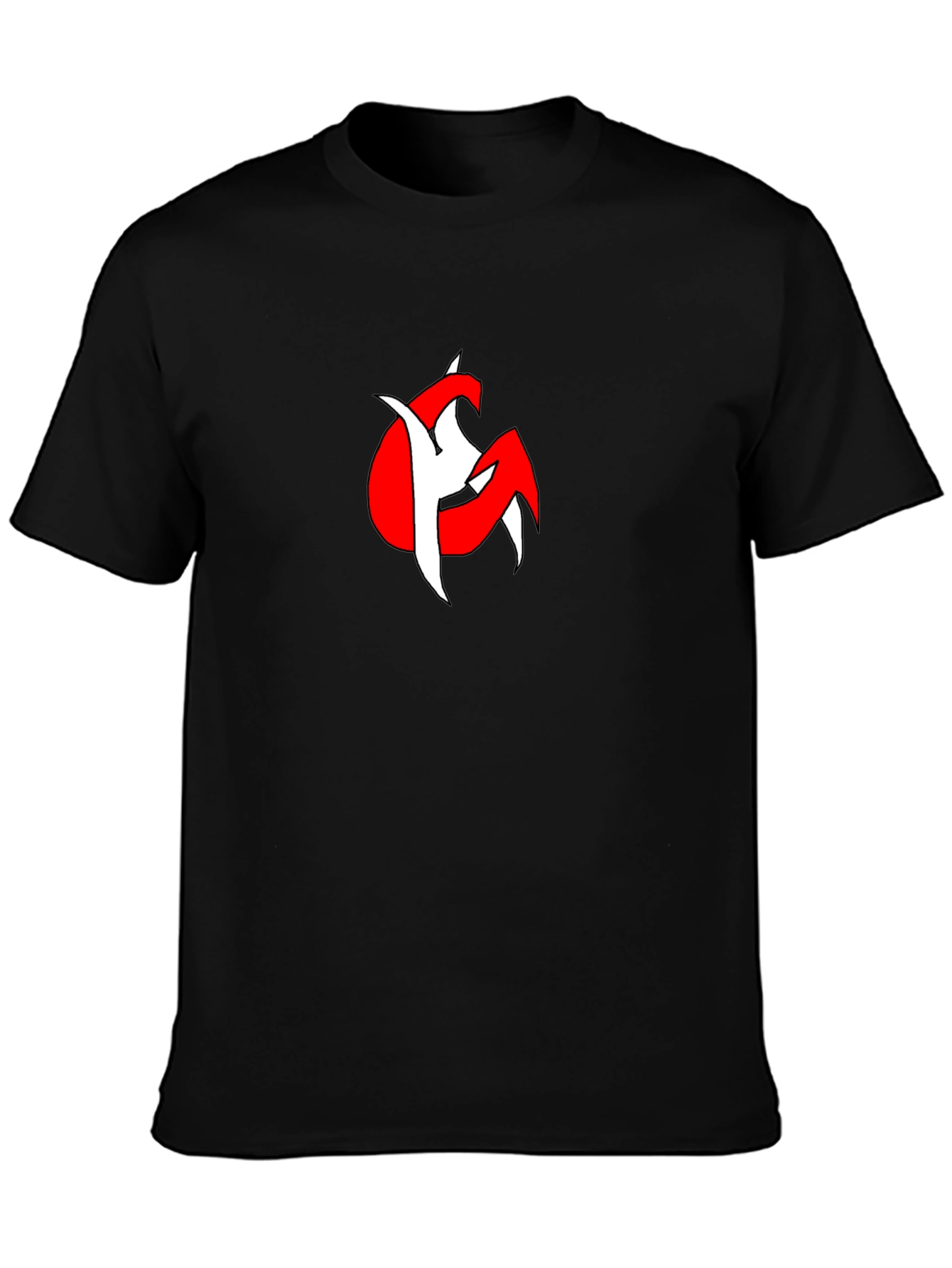 Bold Graphic Tee: Red & White Design on Black