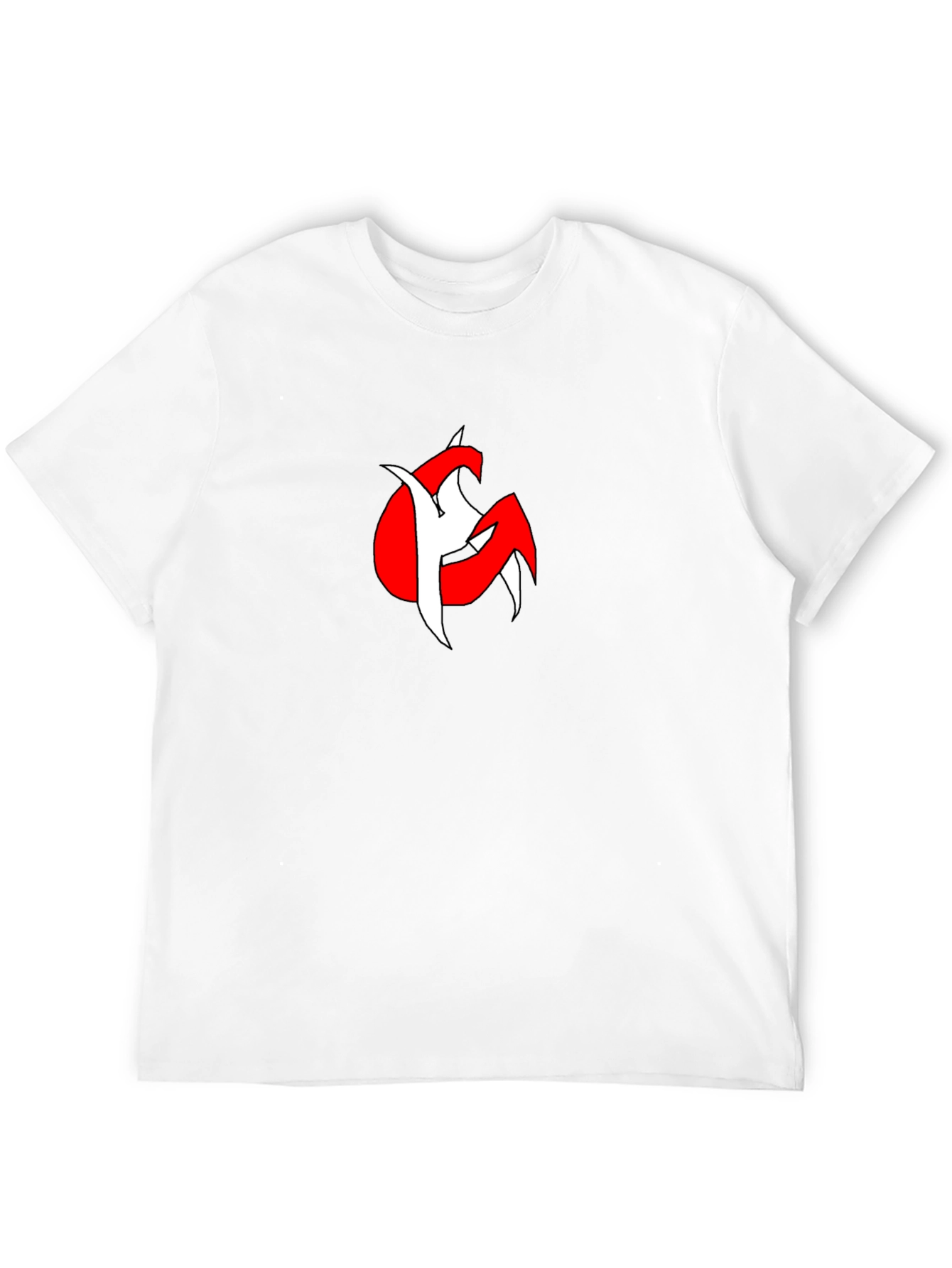 Bold Graphic Tee: Red & White Design on Black