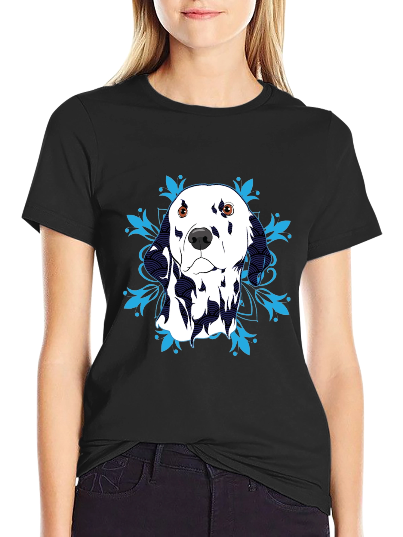Dalmatian Dog Graphic T-Shirt - Black