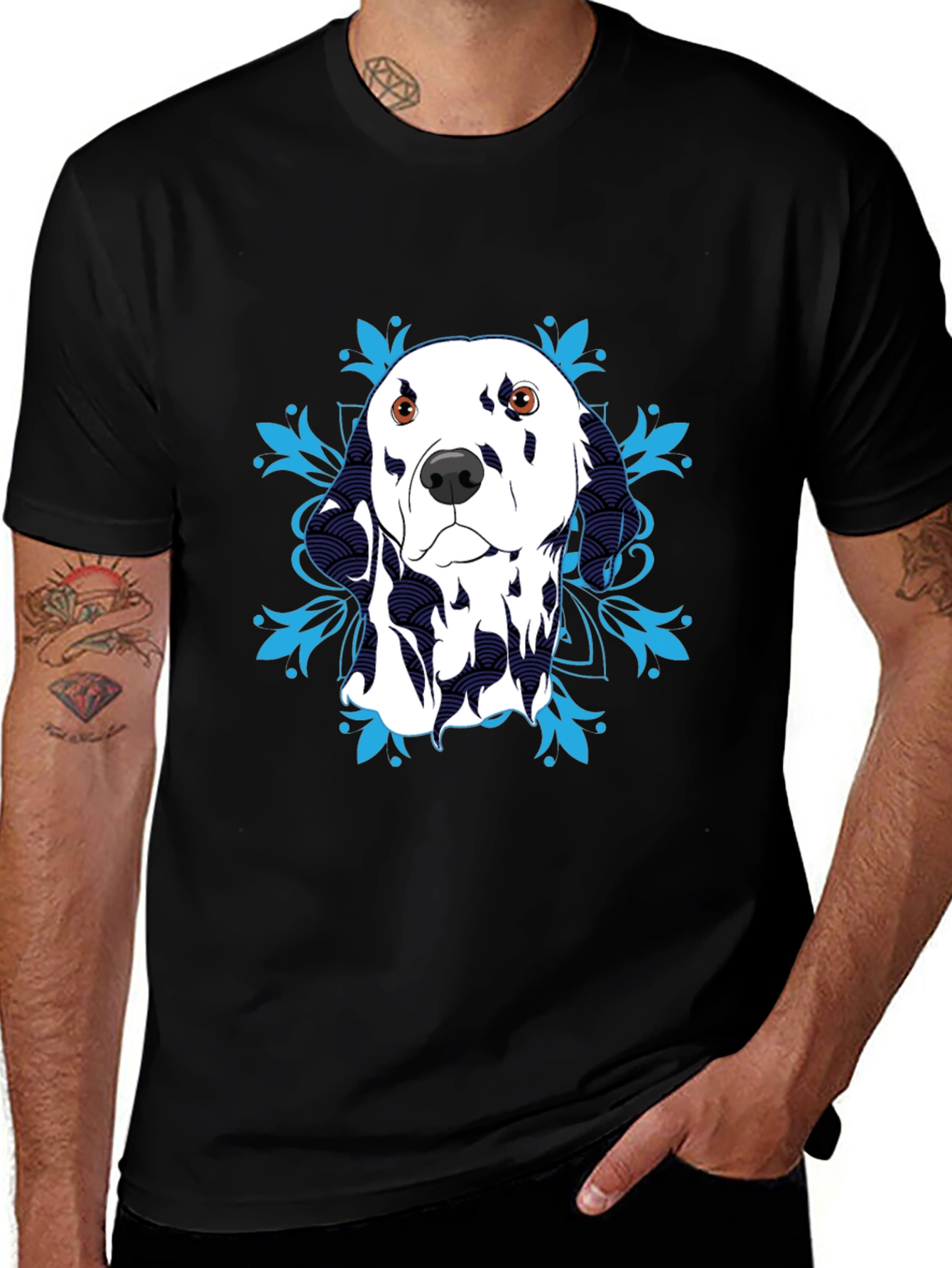 Dalmatian Dog Graphic T-Shirt - Black