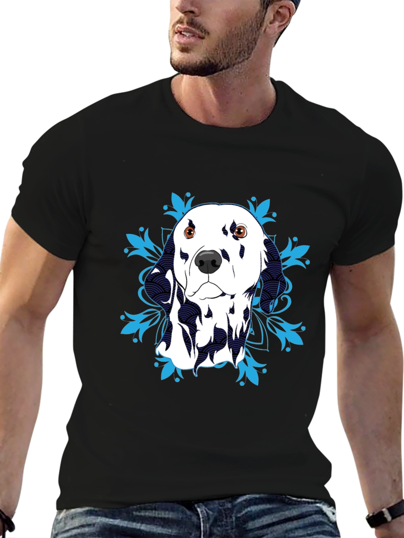Dalmatian Dog Graphic T-Shirt - Black