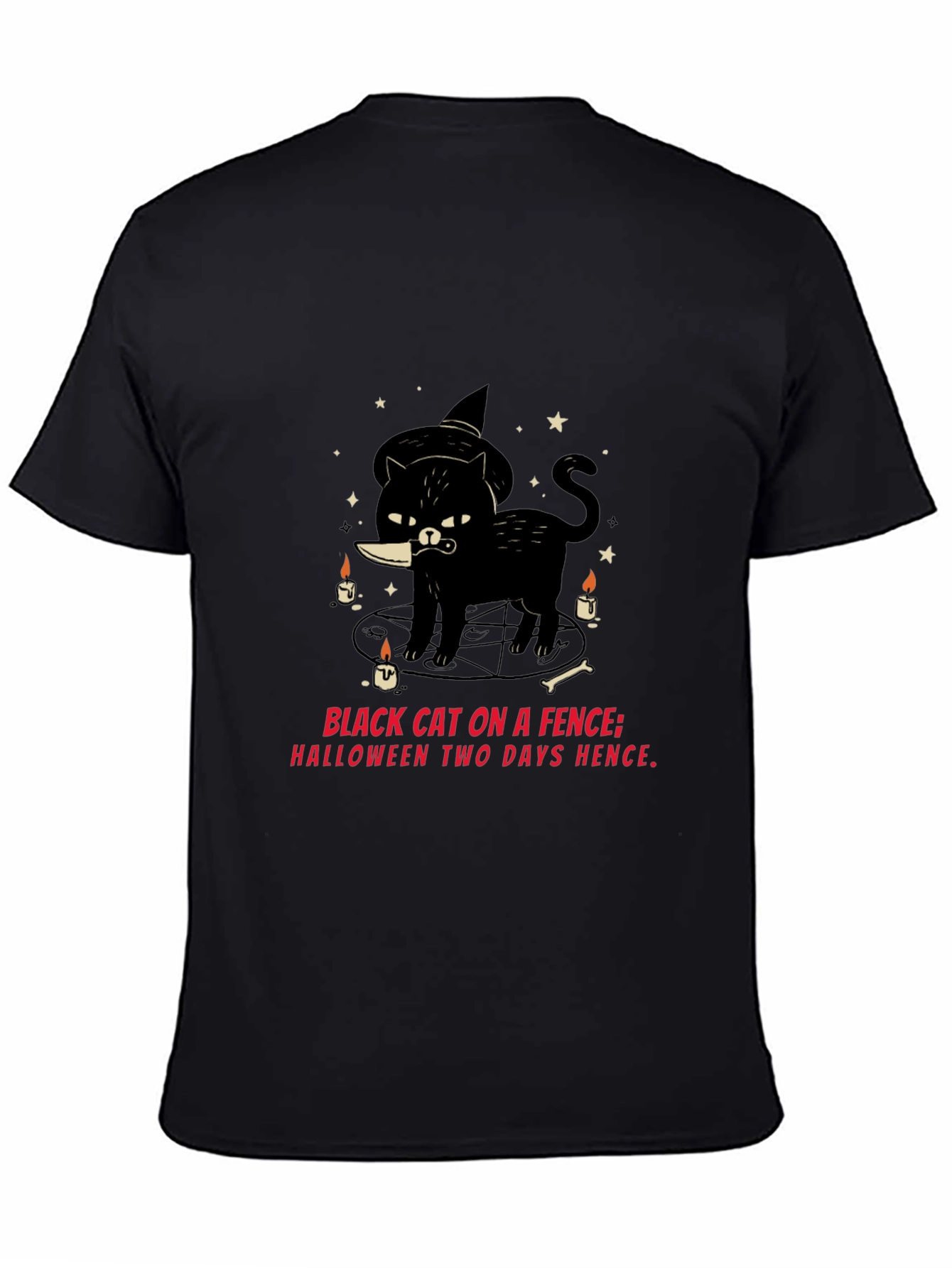 Halloween Black Cat Knife T-Shirt