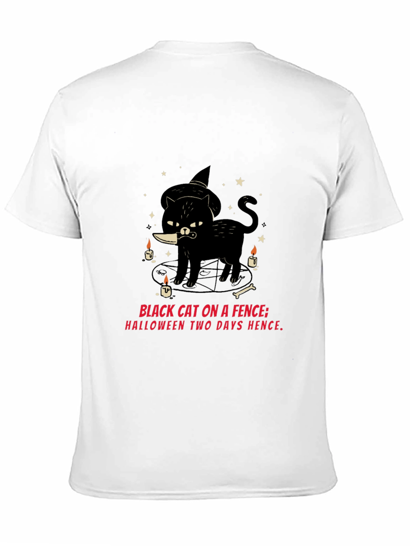Halloween Black Cat Knife T-Shirt