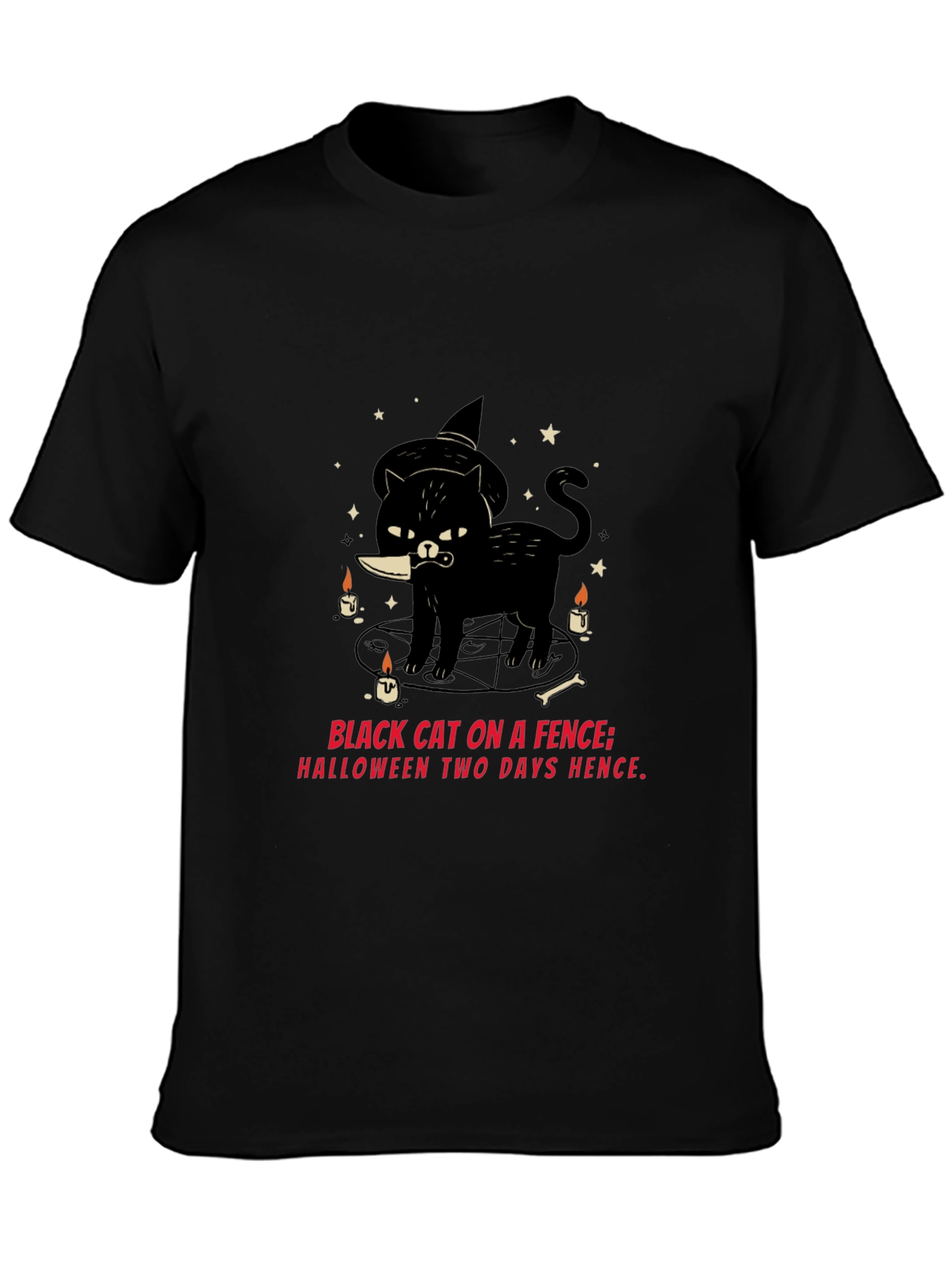 Halloween Black Cat Knife T-Shirt