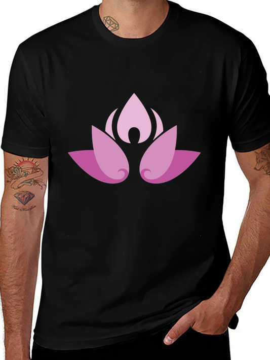 Lotus Blossom Graphic Black T-Shirt