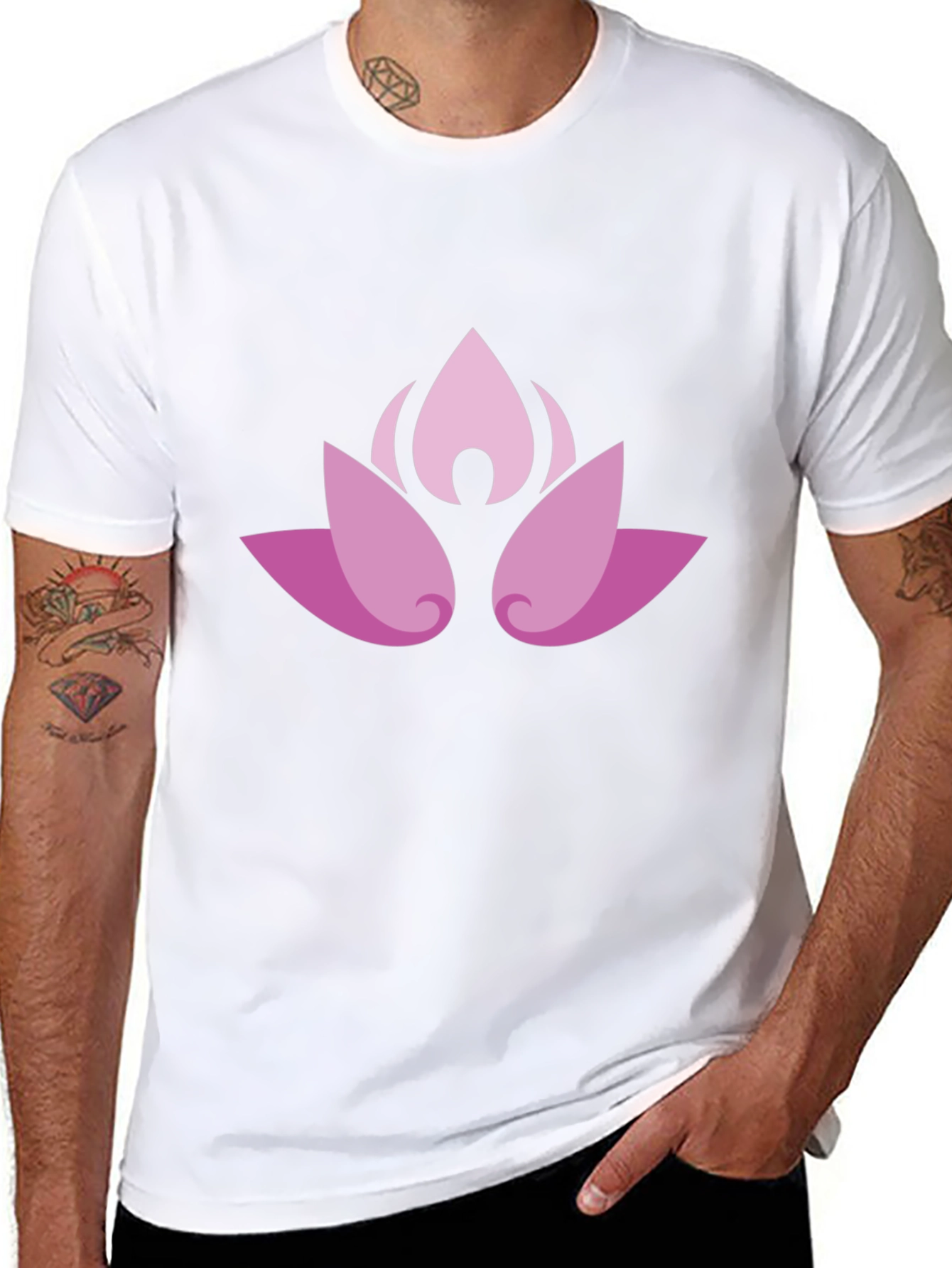 Lotus Blossom Graphic Black T-Shirt