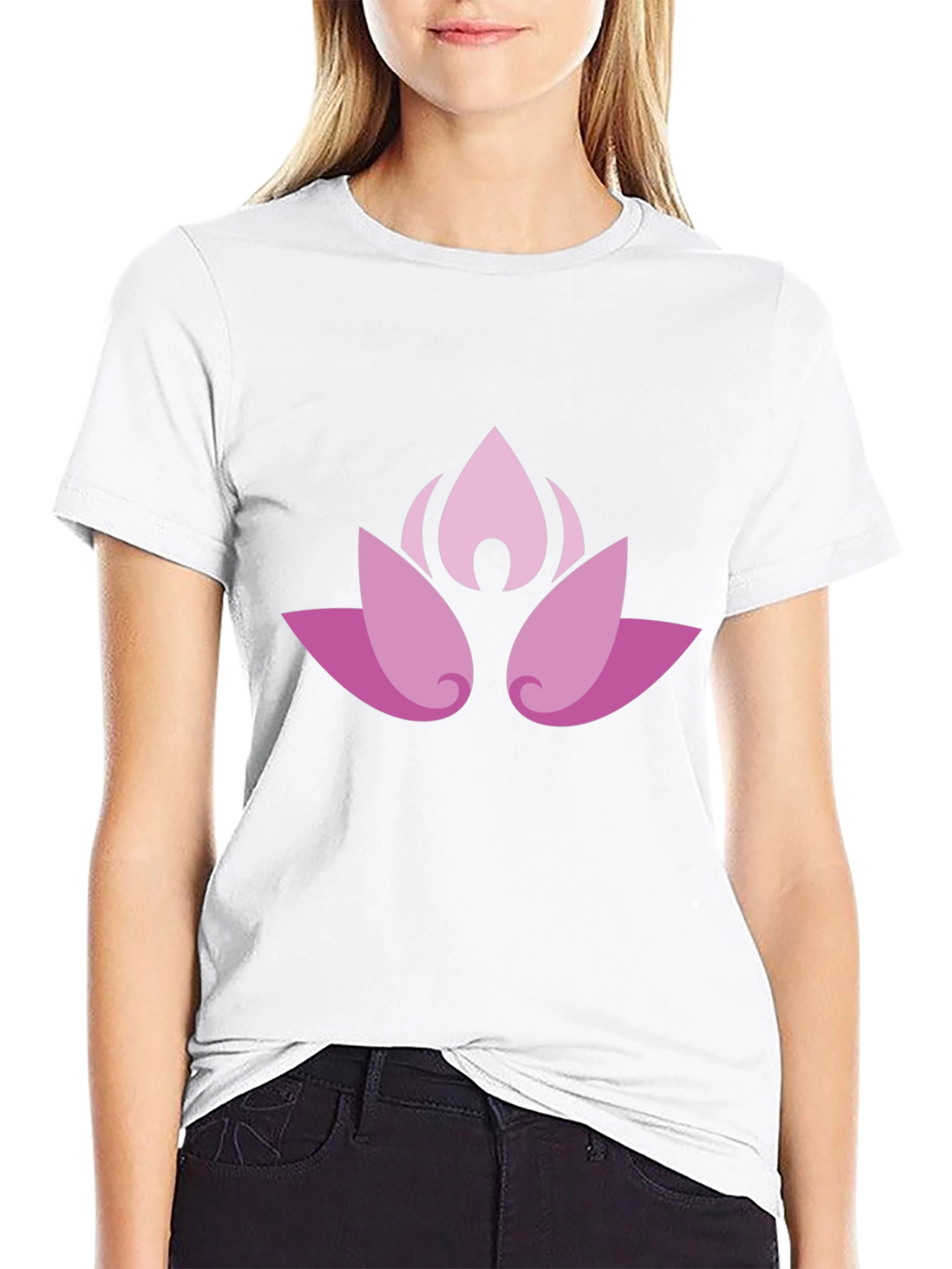 Lotus Blossom Graphic Black T-Shirt