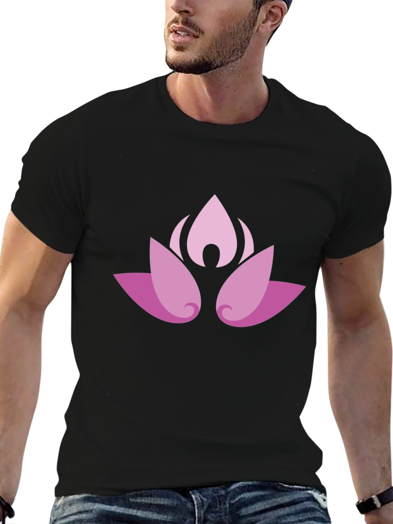 Lotus Blossom Graphic Black T-Shirt