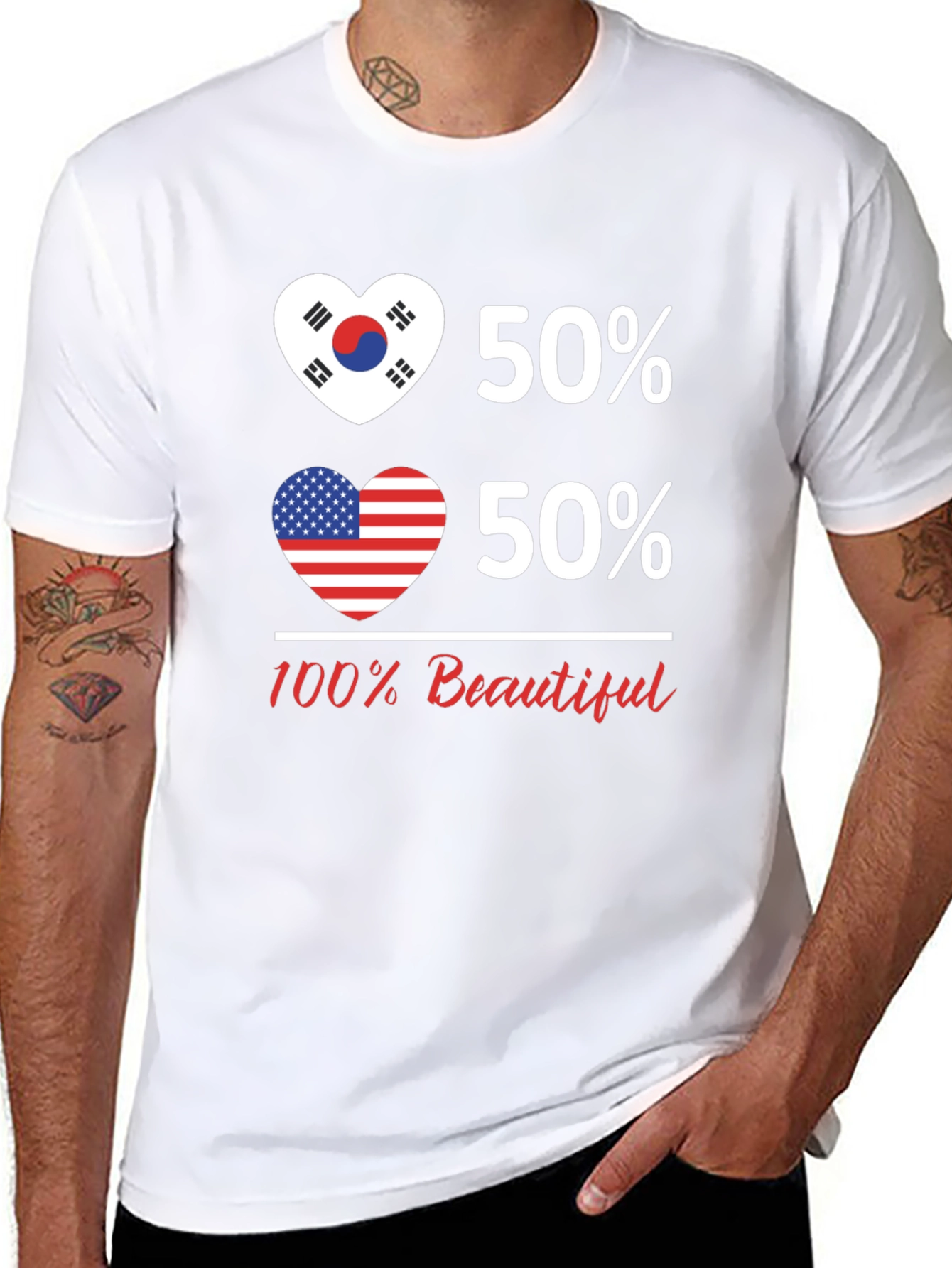 Korean American Flag Heart T-Shirt