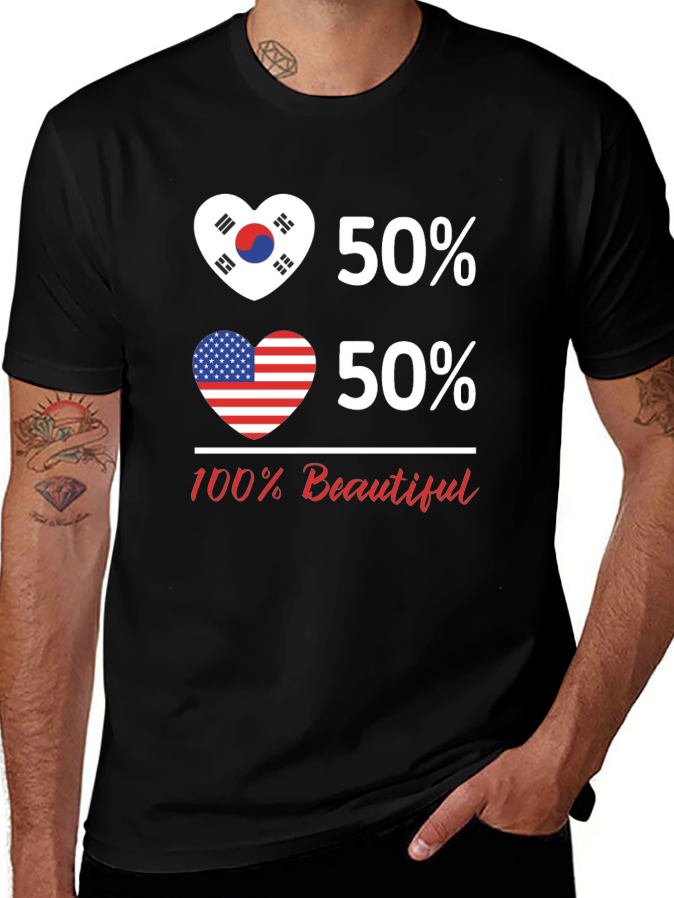 Korean American Flag Heart T-Shirt