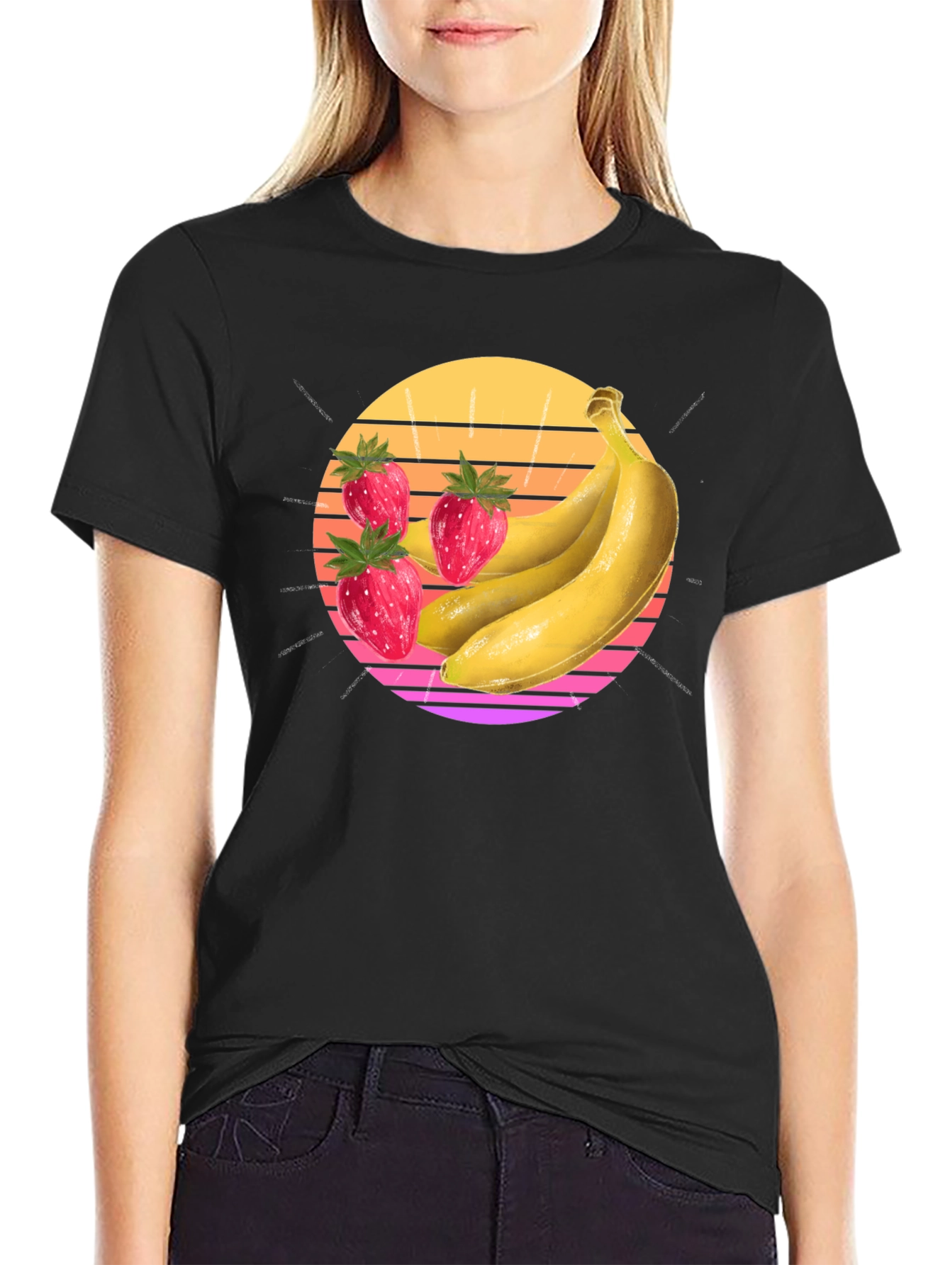 Strawberry Banana Sunset Graphic Tee