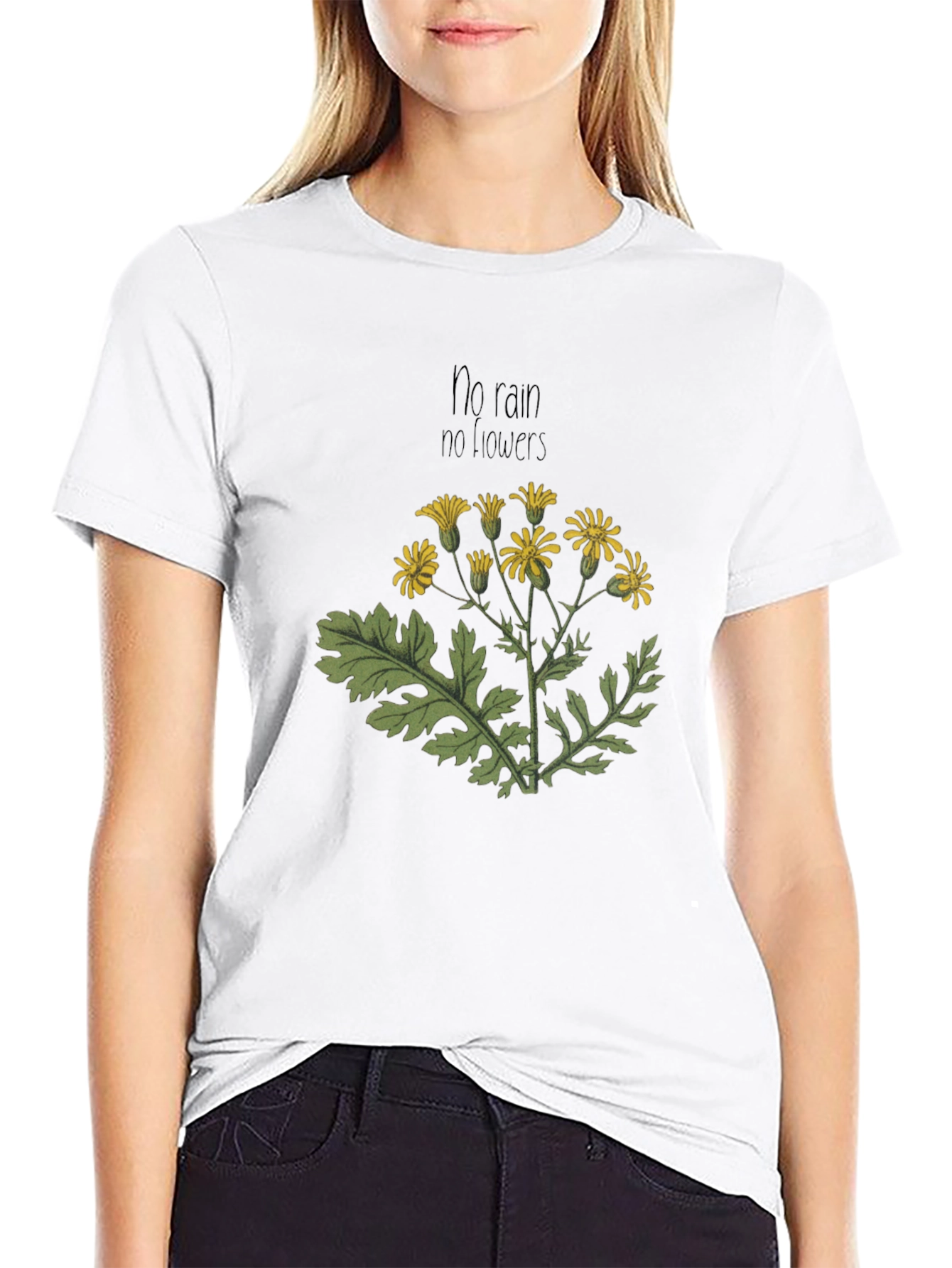 Nature-Inspired Tee: No Rain No Flowers