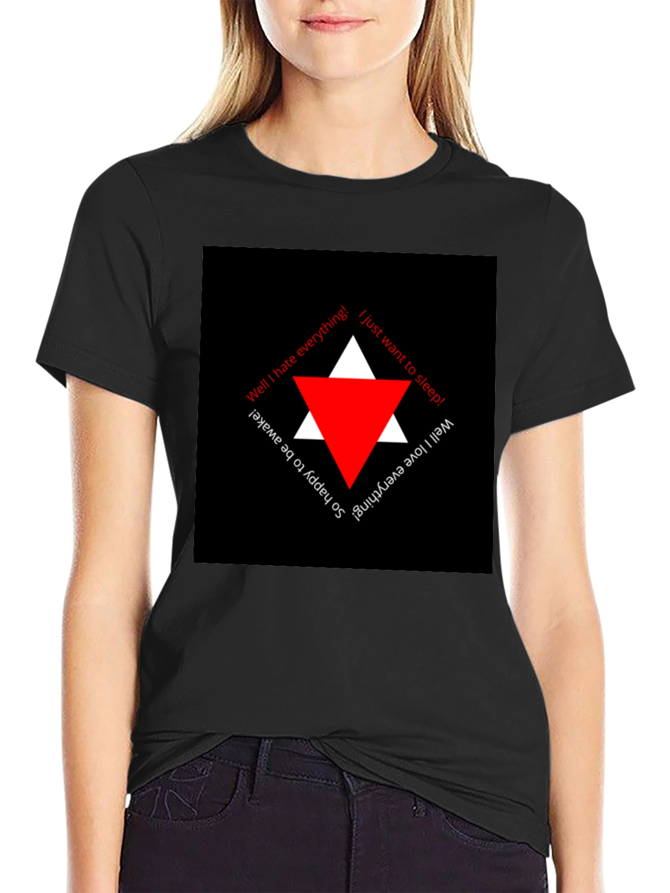 Edgy Black T-Shirt with Triangle Graphic